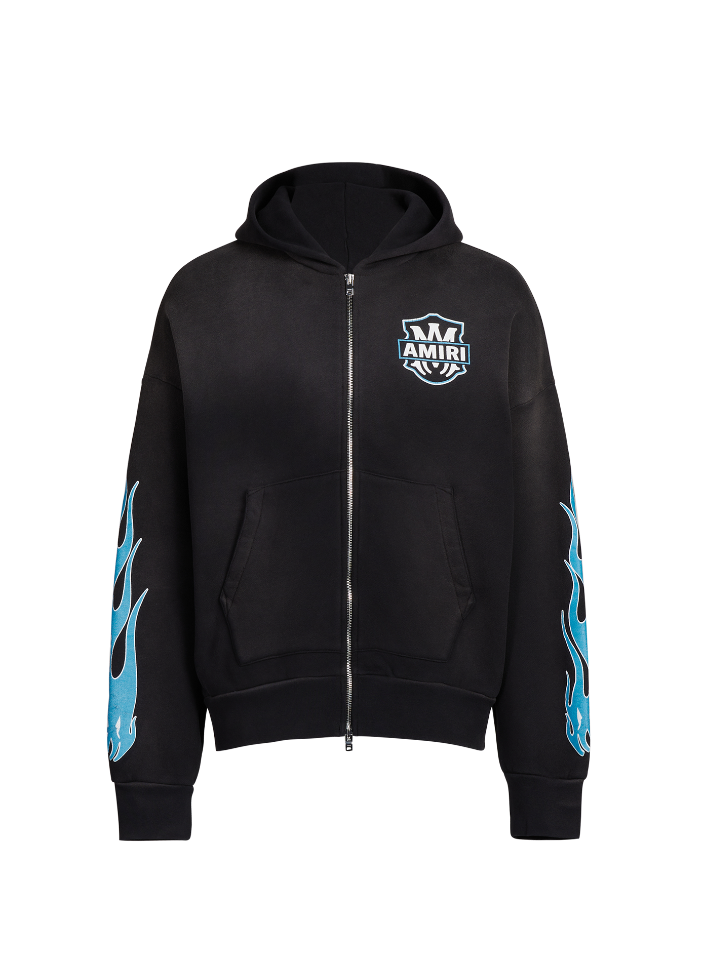 Oversized zip-up cotton hoodie with hood AMIRI Black