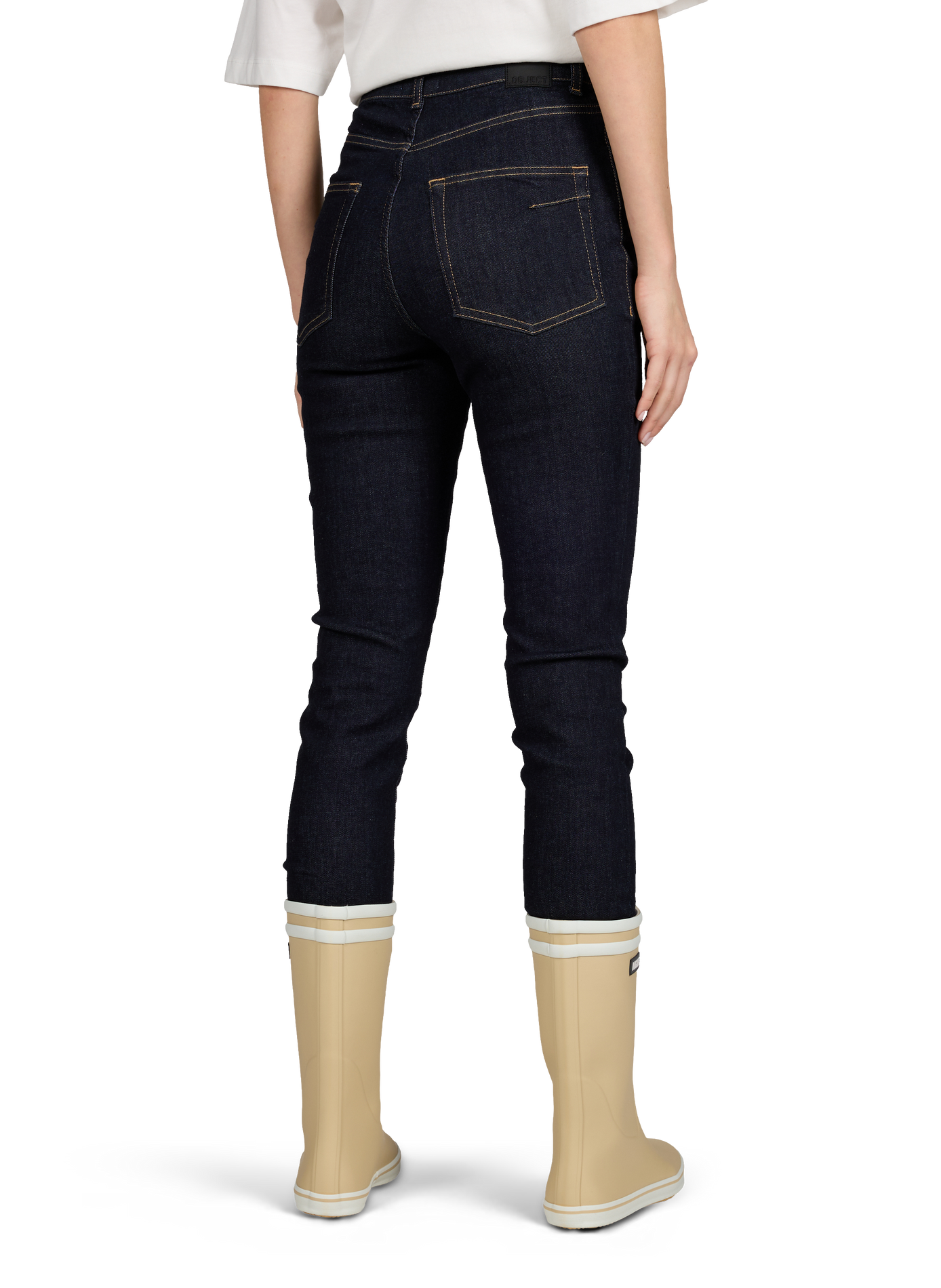 Jean skinny taille haute en coton mélangé OBJECT Bleu