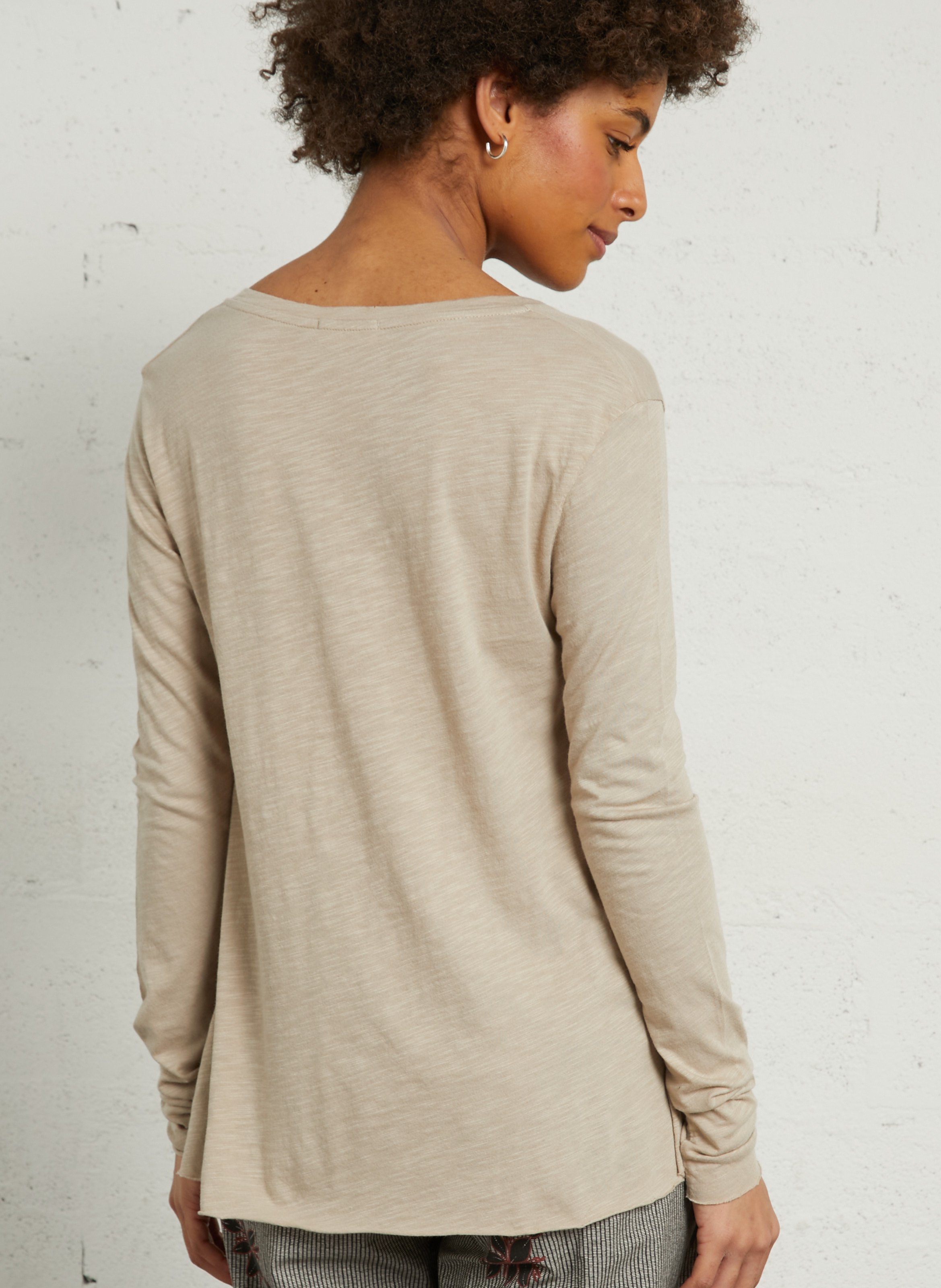 Tee-shirt à col v en coton mélangé jacksonville AMERICAN VINTAGE Beige