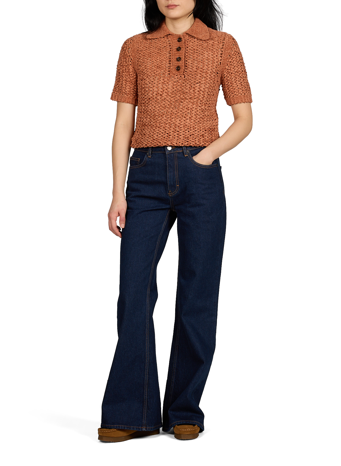 Flare jeans Tsmarie in blended cotton TOPSHOP Blue