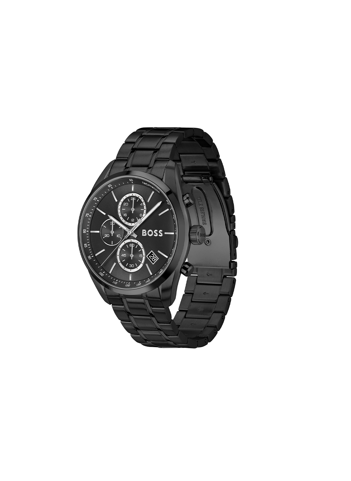 Montre quartz Grand prix 44 en acier inoxydable BOSS MONTRES Noir