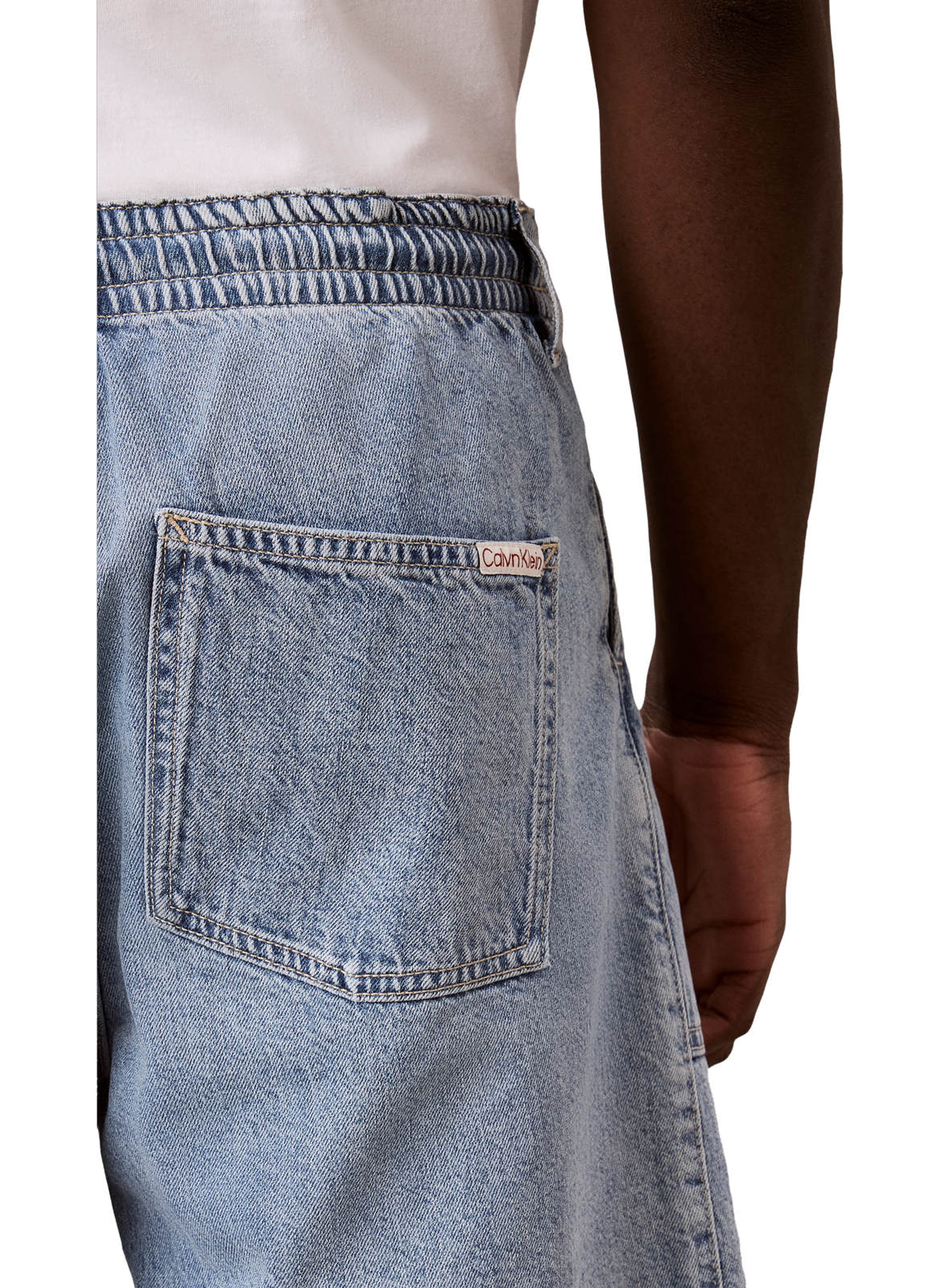 Bermuda aus Baumwolle und Leinen in Denim CALVIN KLEIN Blau