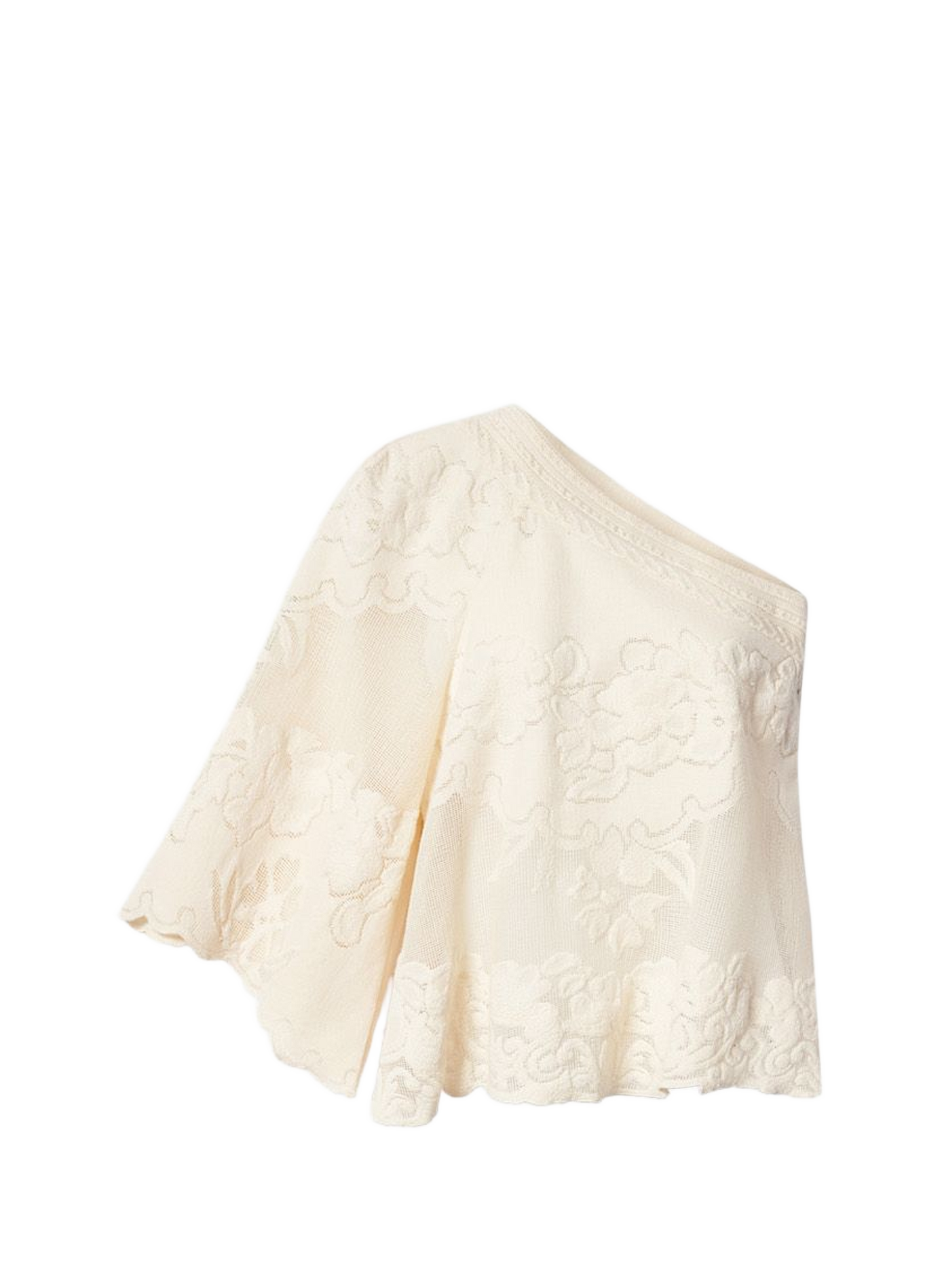 Asymmetrical floral embroidered jacquard cotton top ISABEL MARANT White