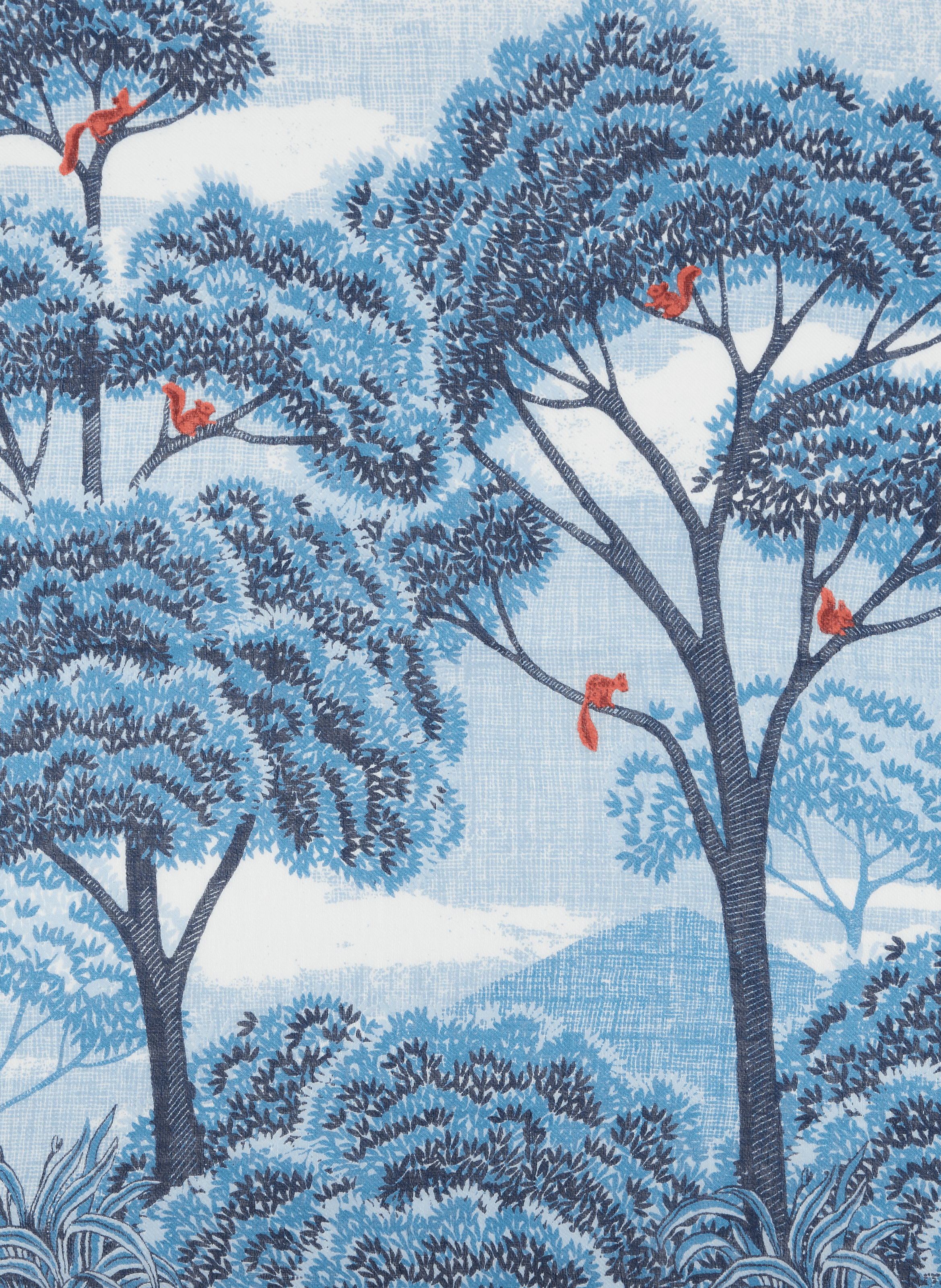 Printed Ambroise scarf in linen and cotton INOUI EDITIONS Blue