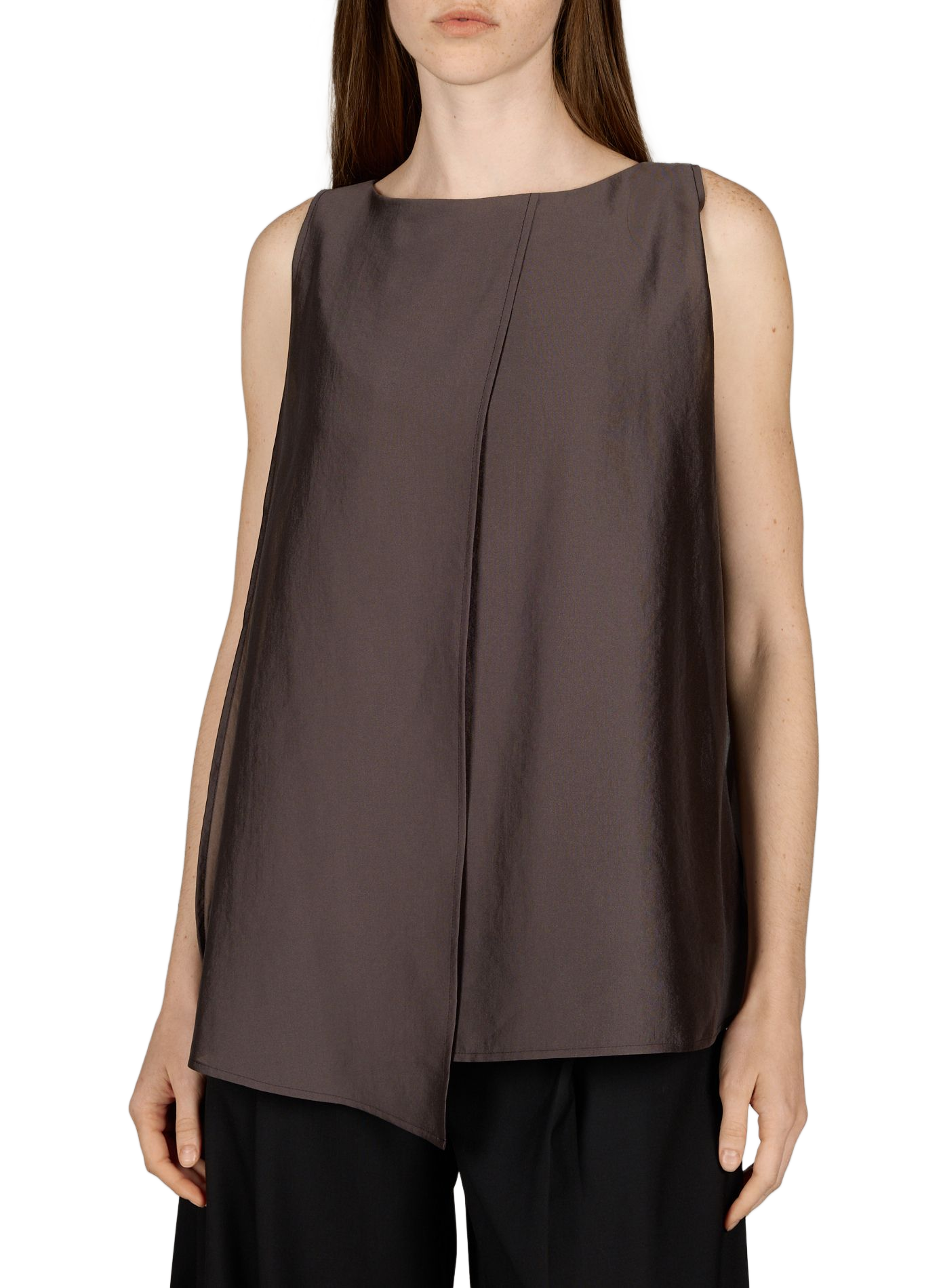 Blusa evasé sin mangas R2W Marrón