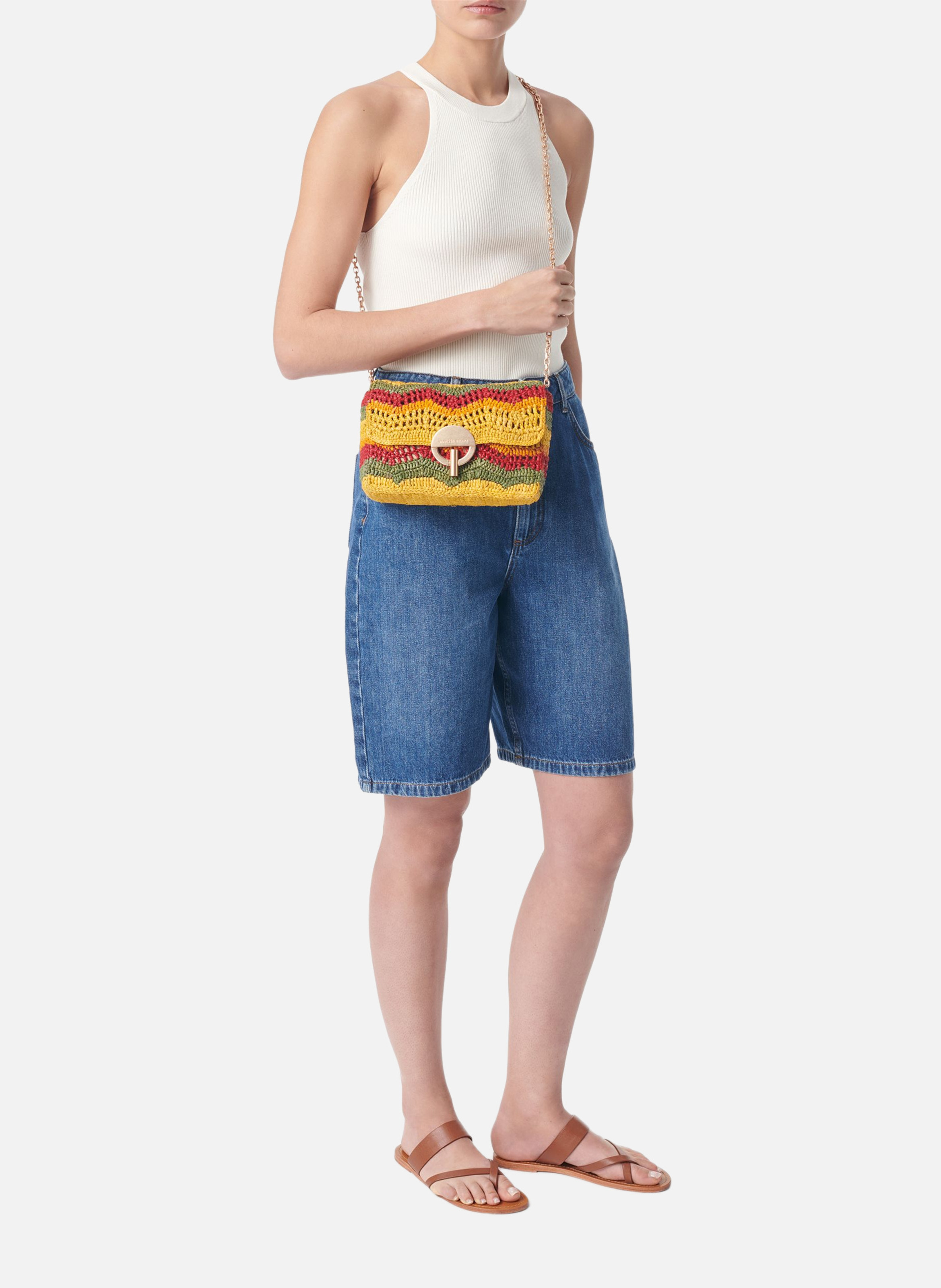 Moyen sac moon en raphia VANESSA BRUNO Multicolore