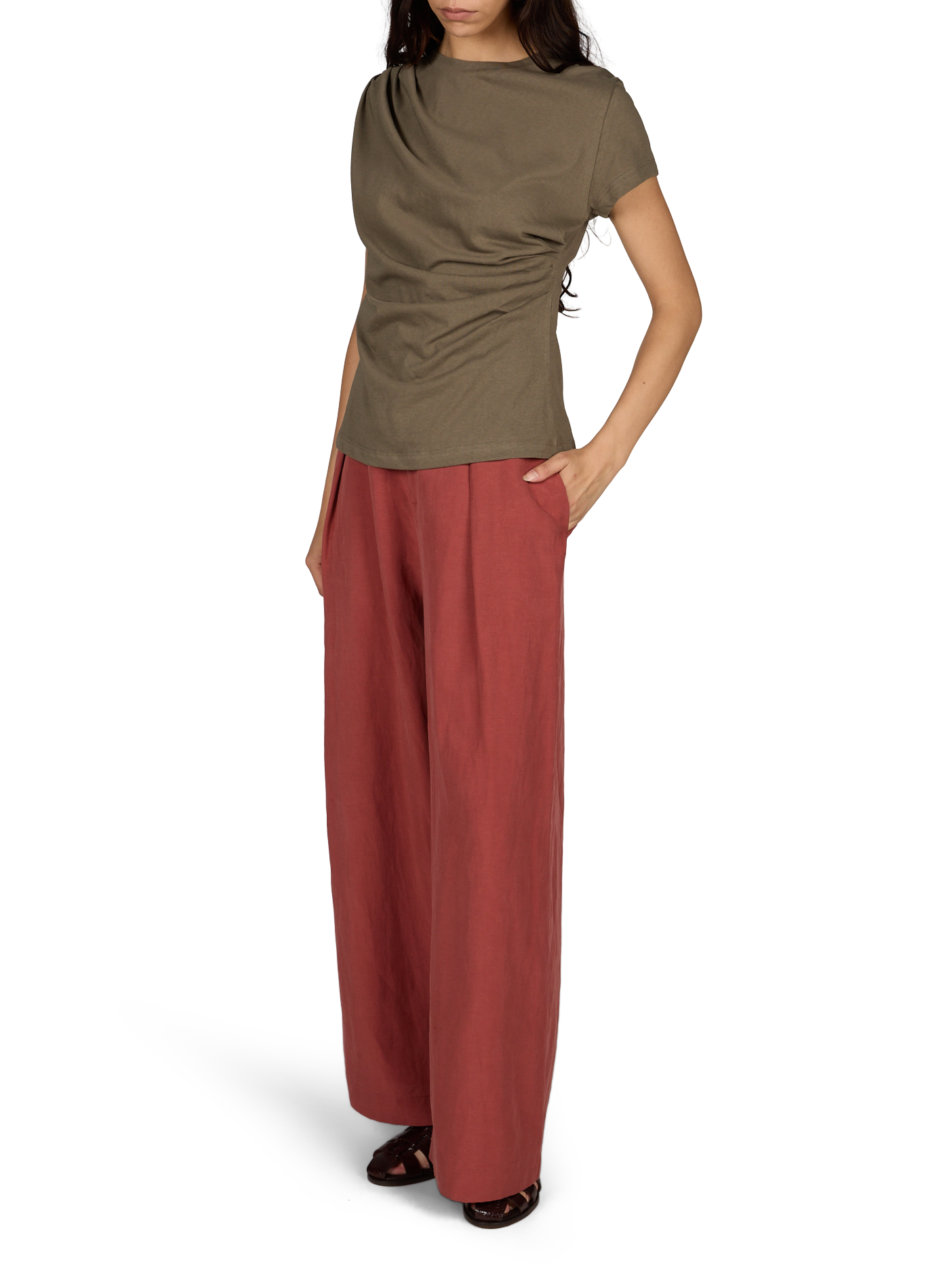 Short-sleeve cotton and linen blend Iraline T-shirt ARTLOVE Khaki
