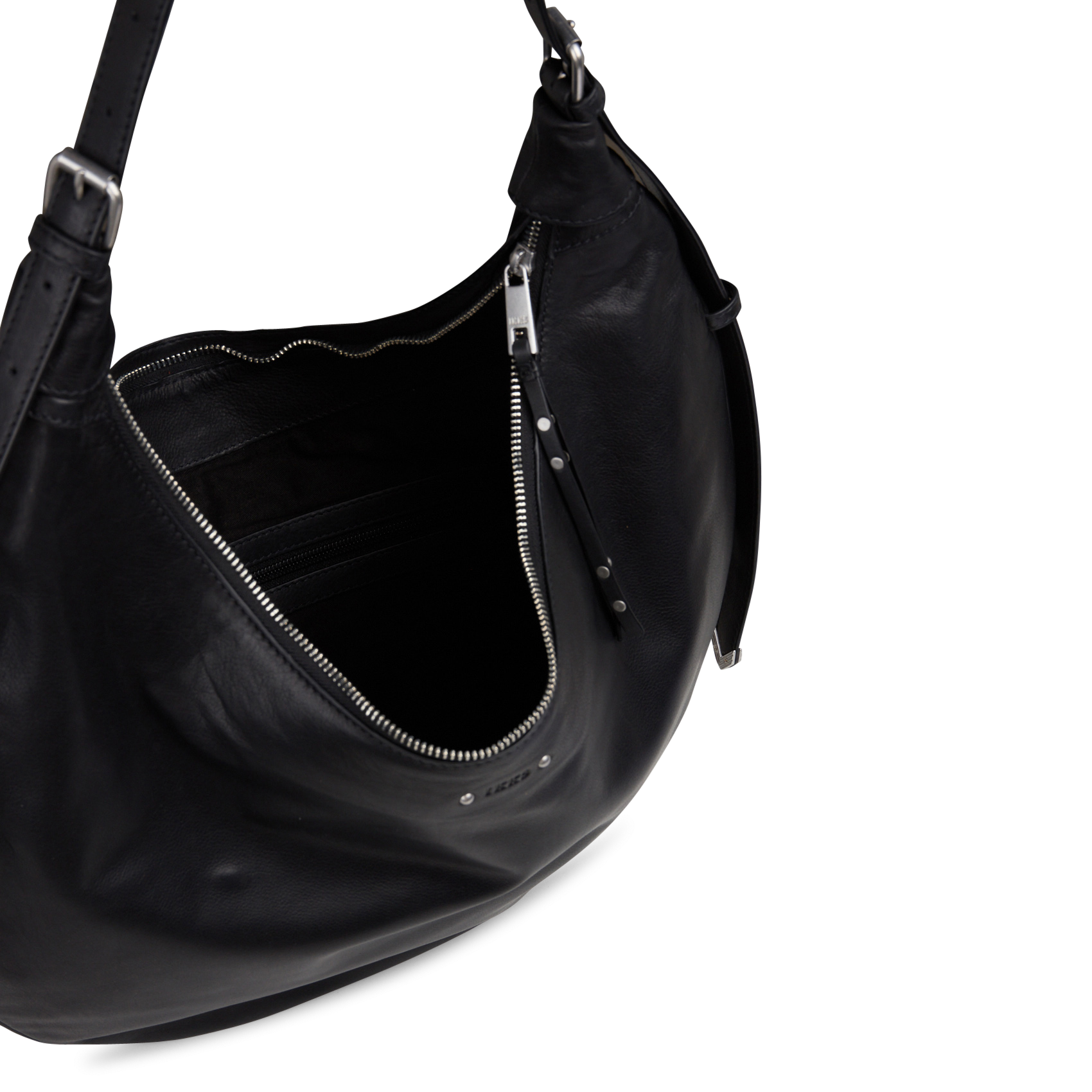 Sac demi-lune en cuir grainé allane l IKKS Noir