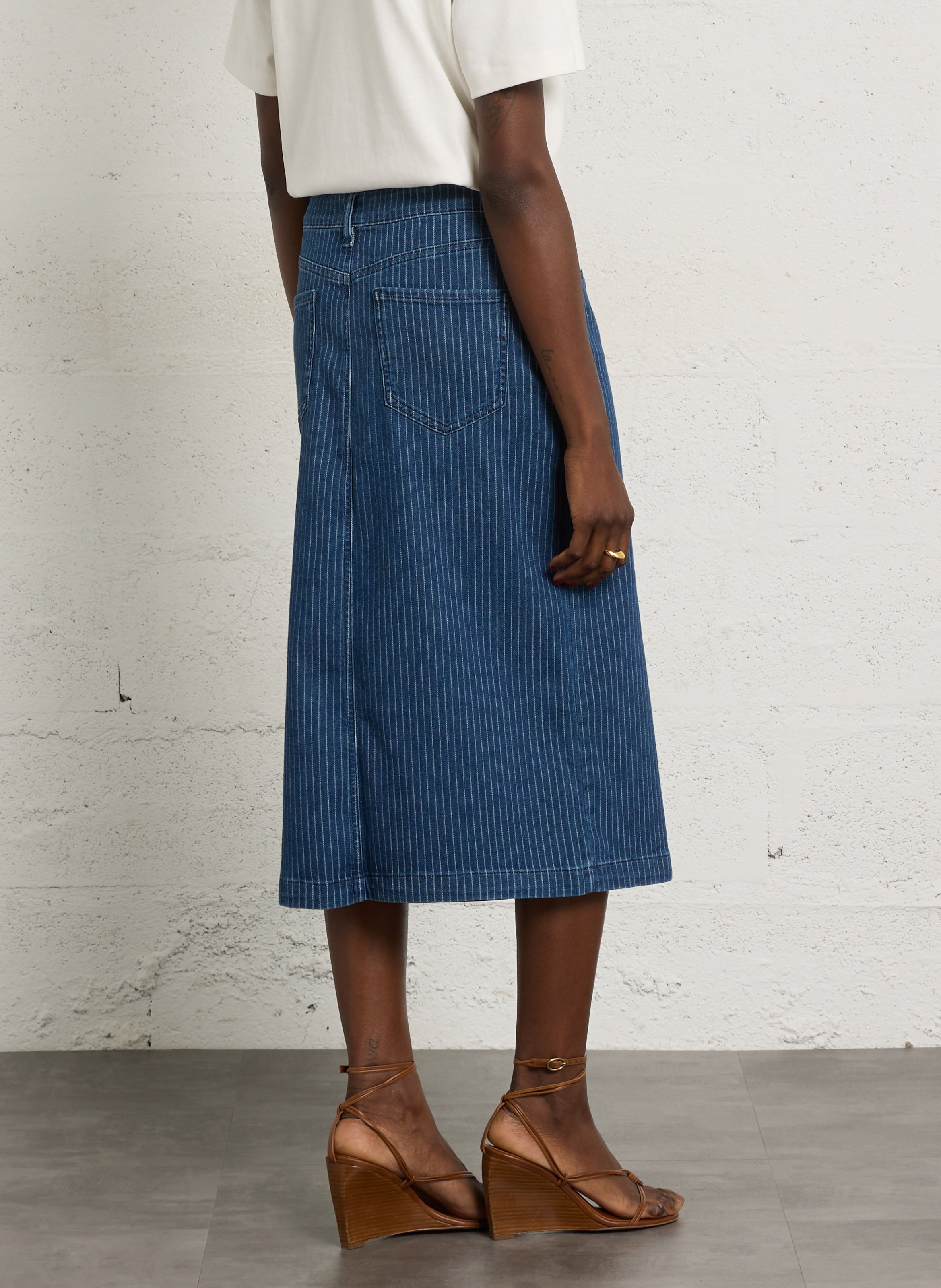 Jupe denim droite en coton mélangé birdy MAISON 123 Bleu