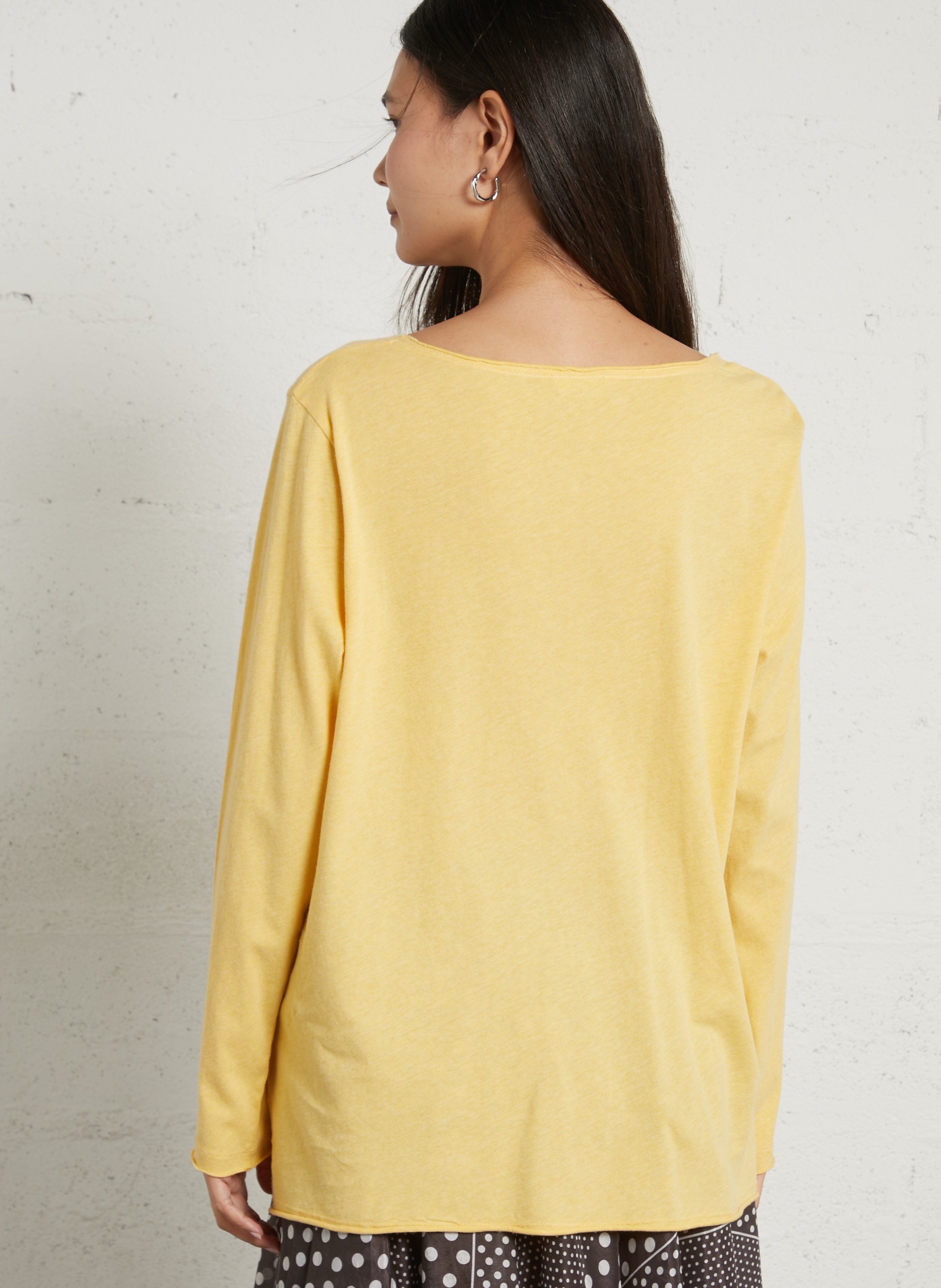 Tee-shirt col bateau uni oxyl AMERICAN VINTAGE Jaune