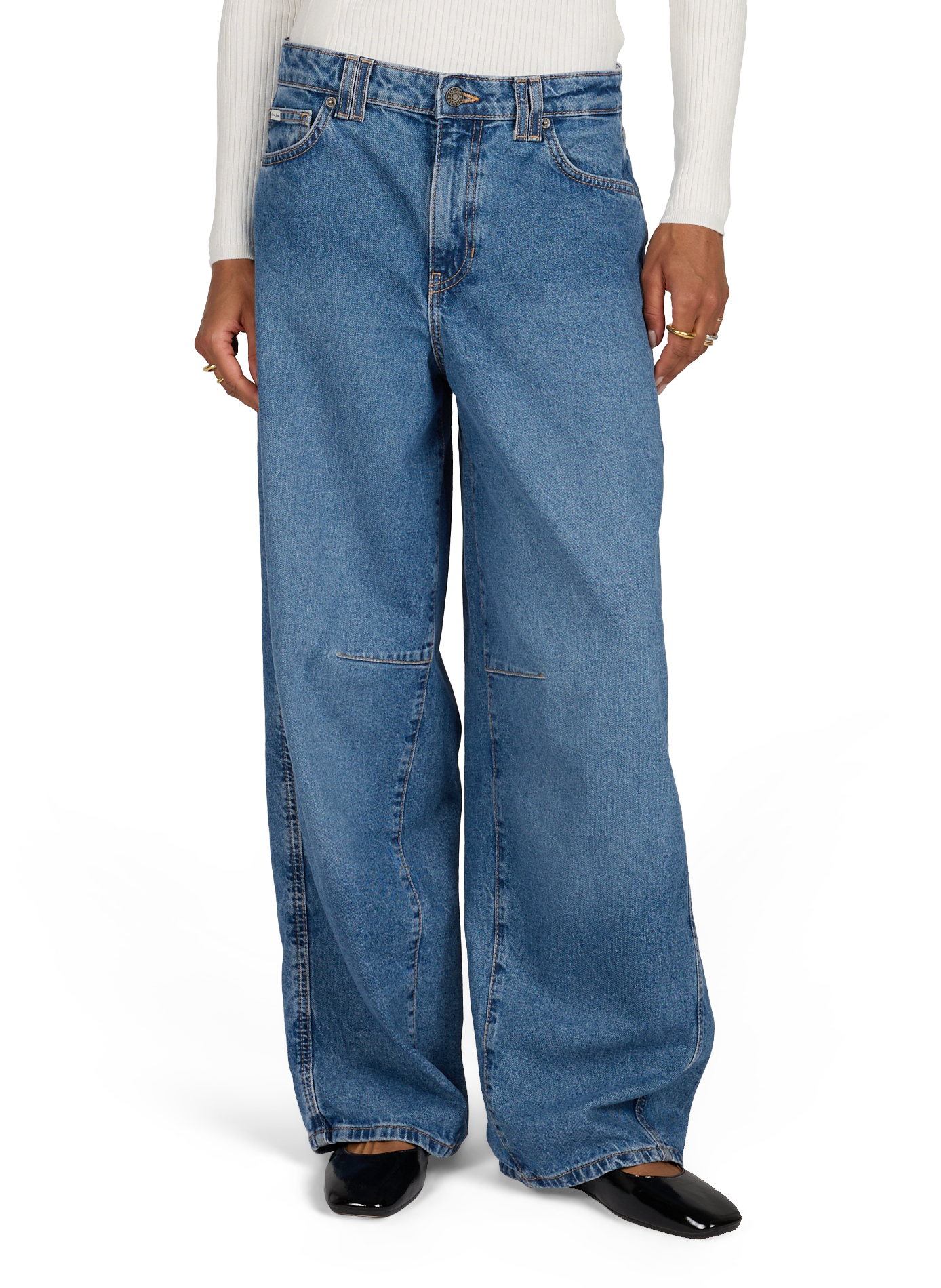 Mixed cotton barrel jeans GUESS Blue