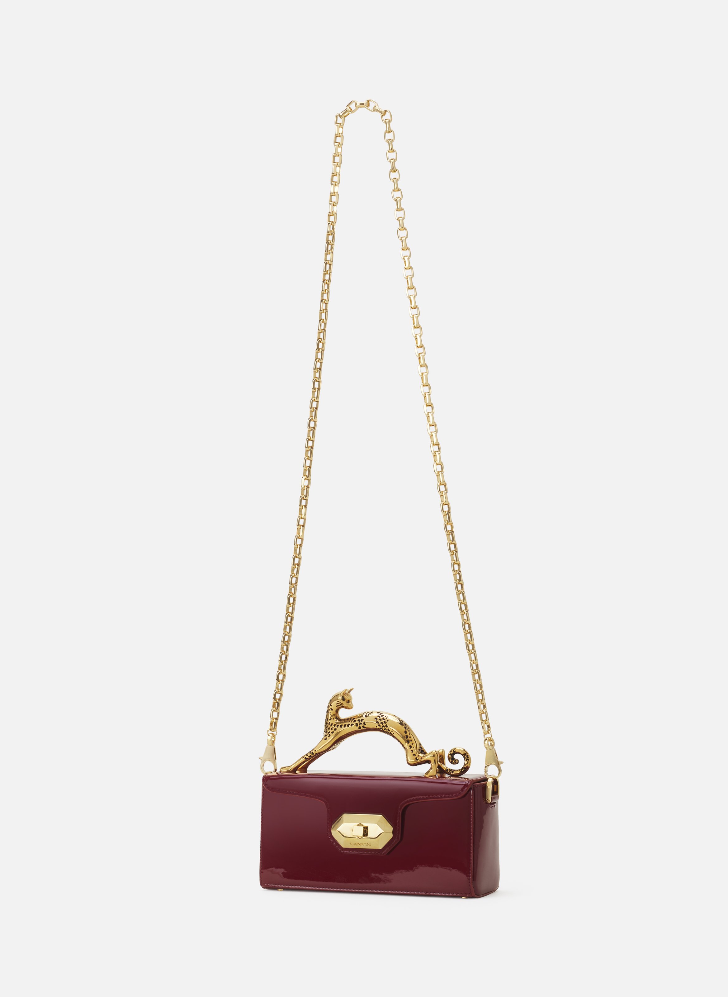 Sac pencil cat nano en cuir vernis LANVIN Rouge