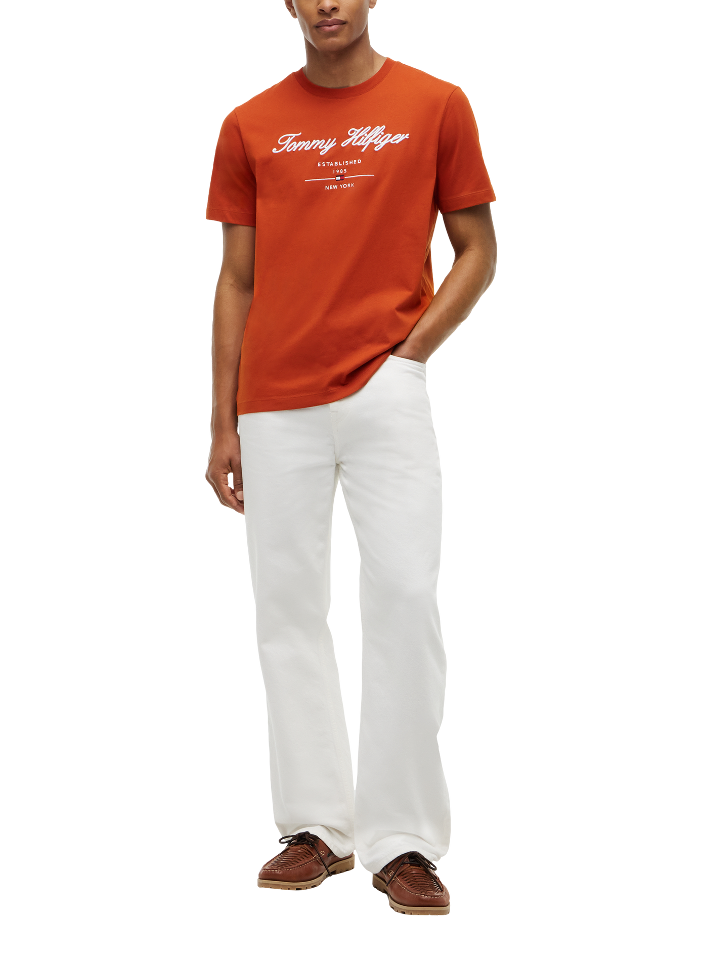 T-shirt manches courtes logo brodé TOMMY HILFIGER Marron