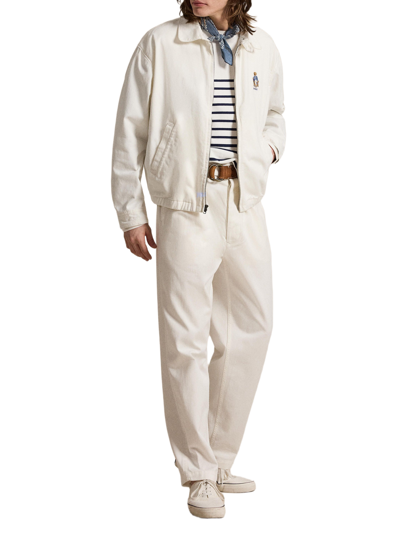 Embroidered cotton twill jacket POLO RALPH LAUREN White