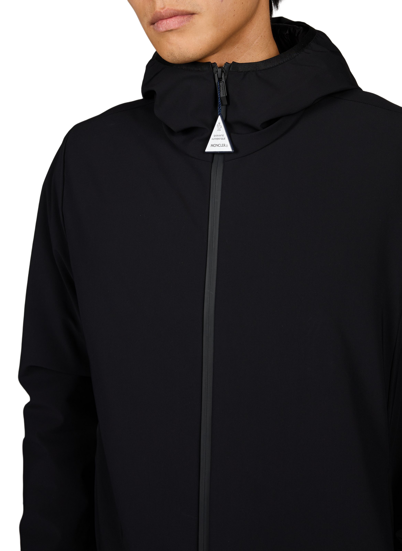 Hooded Puffer Jacket Ciampolin with Elastic Hem MONCLER Black