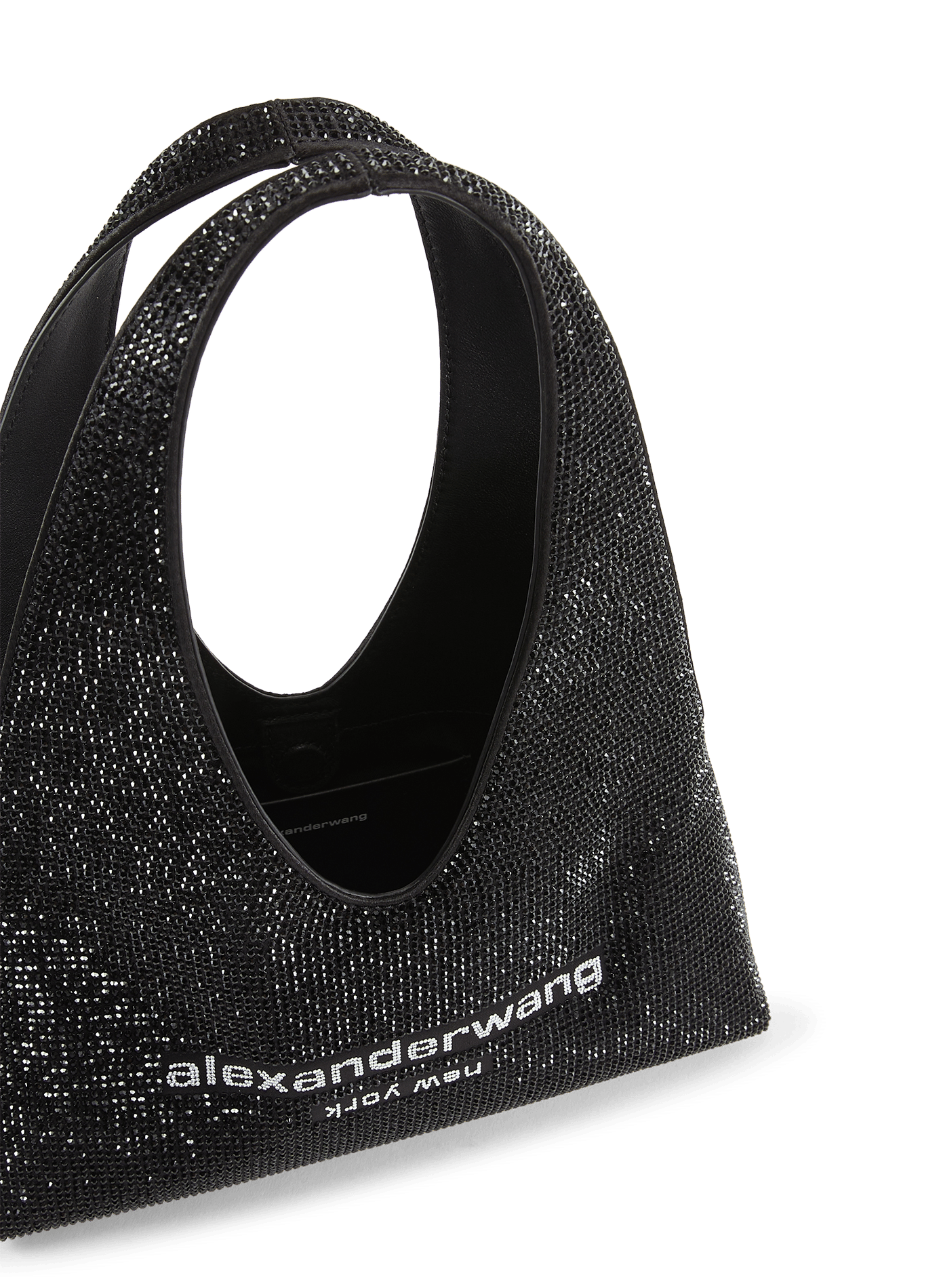 Sac mini Hobo à strass ALEXANDER WANG Noir