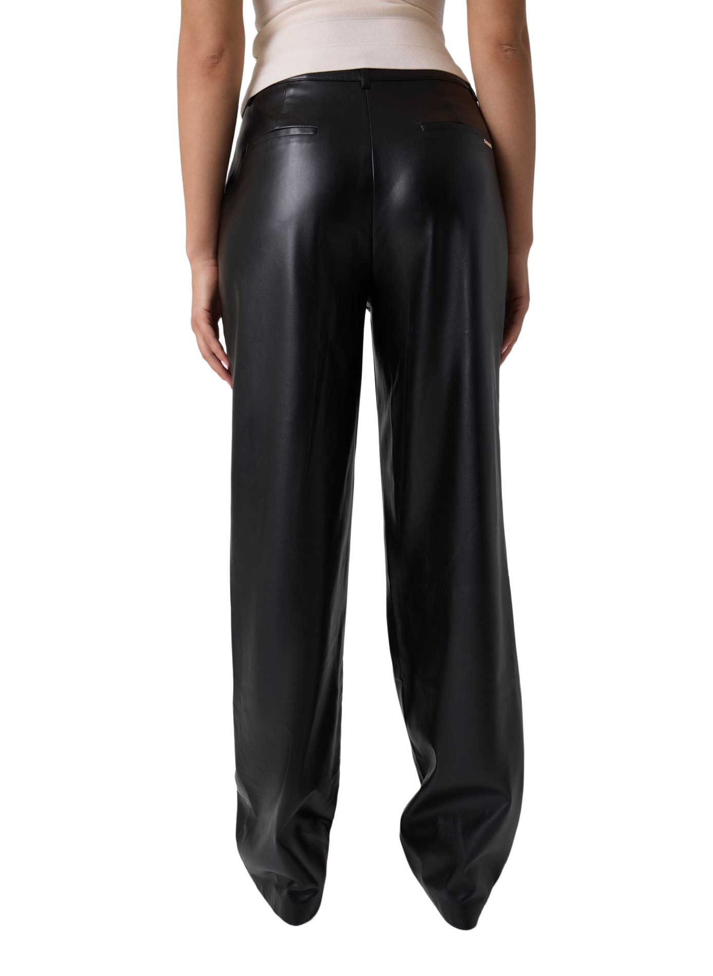 Pantalon Zanita droit effet cuir GUESS Noir