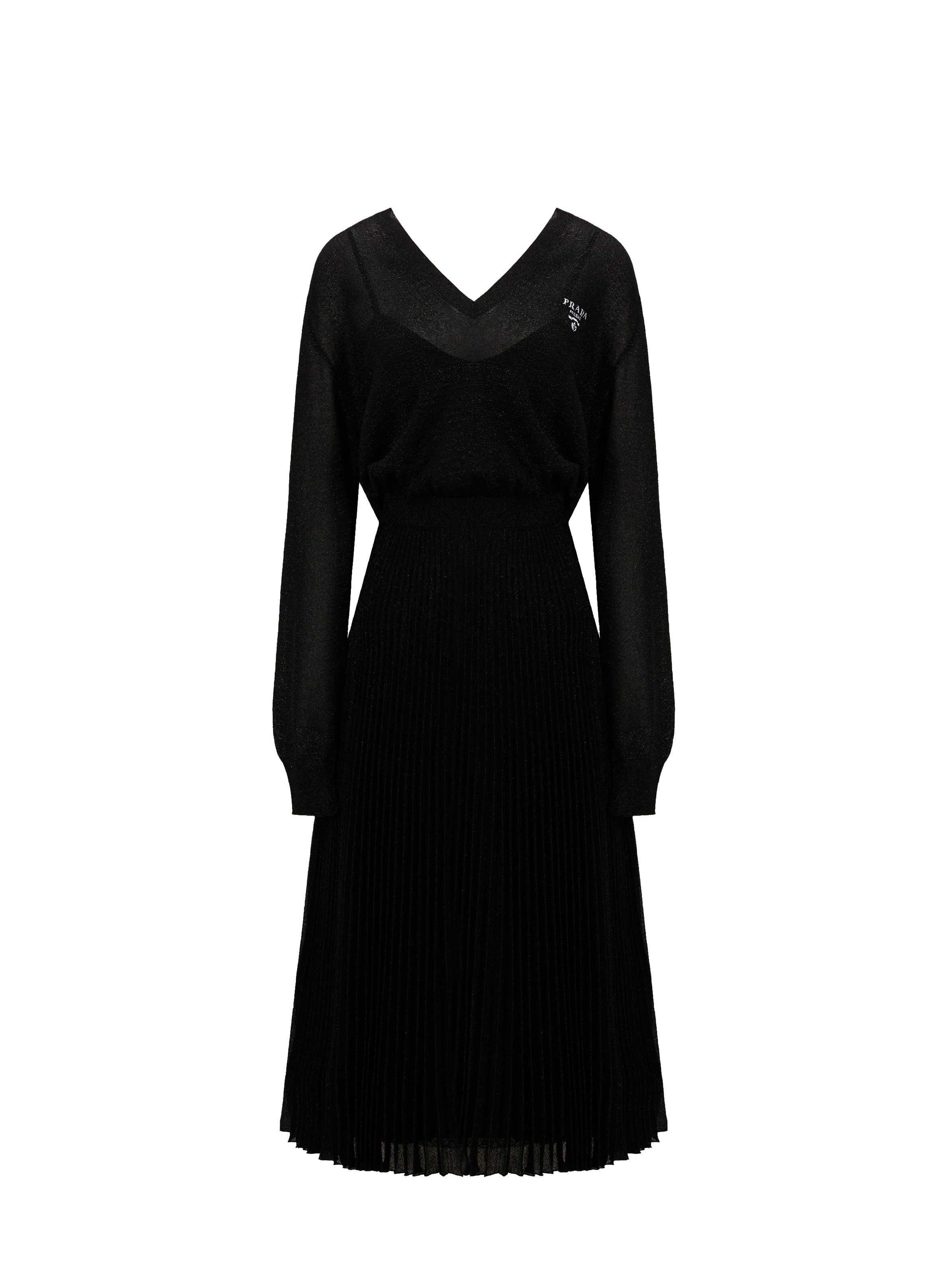 PRADA Robe maxi avec fils métallisés Noir