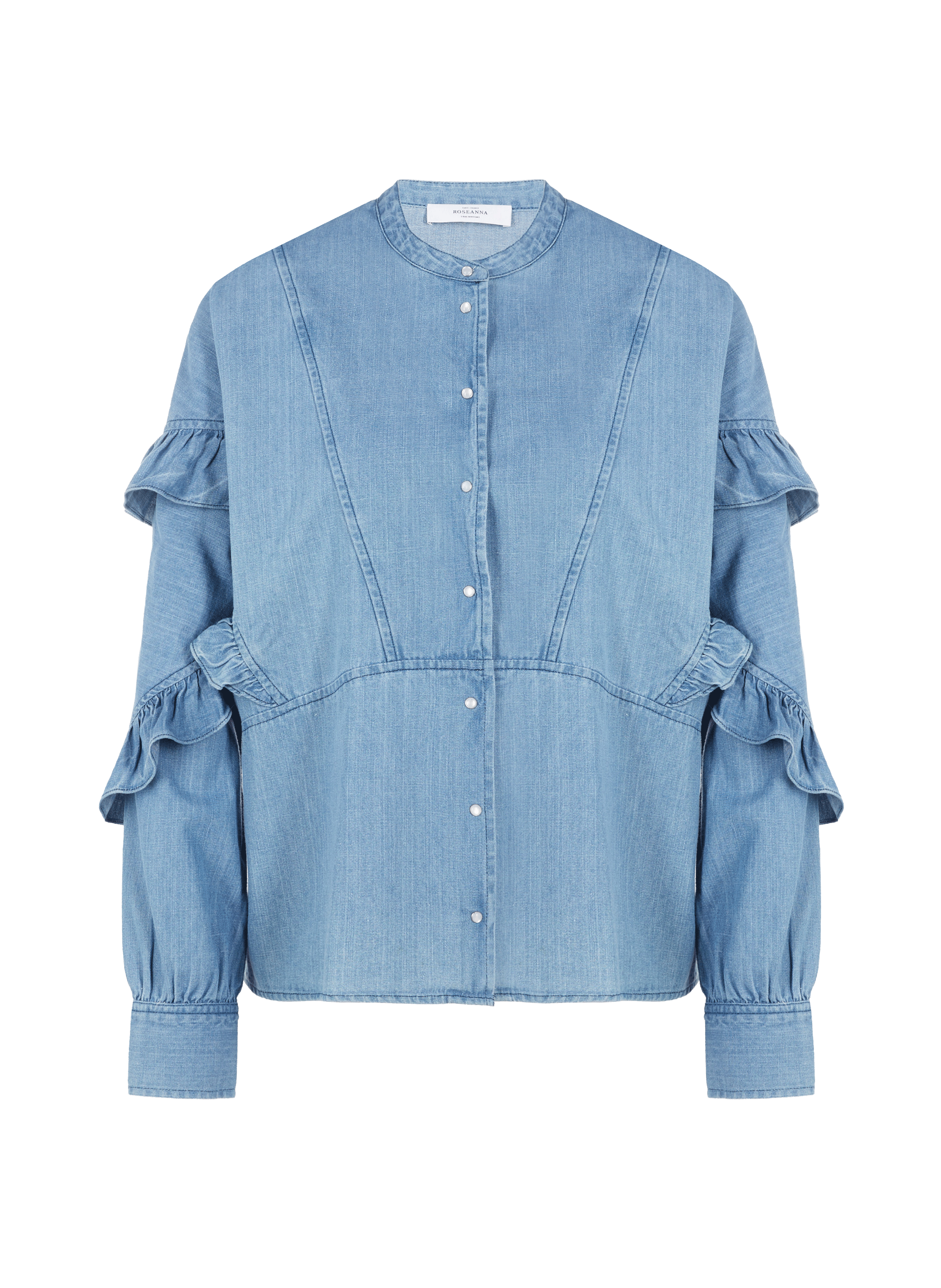 Chemisier denim à volants