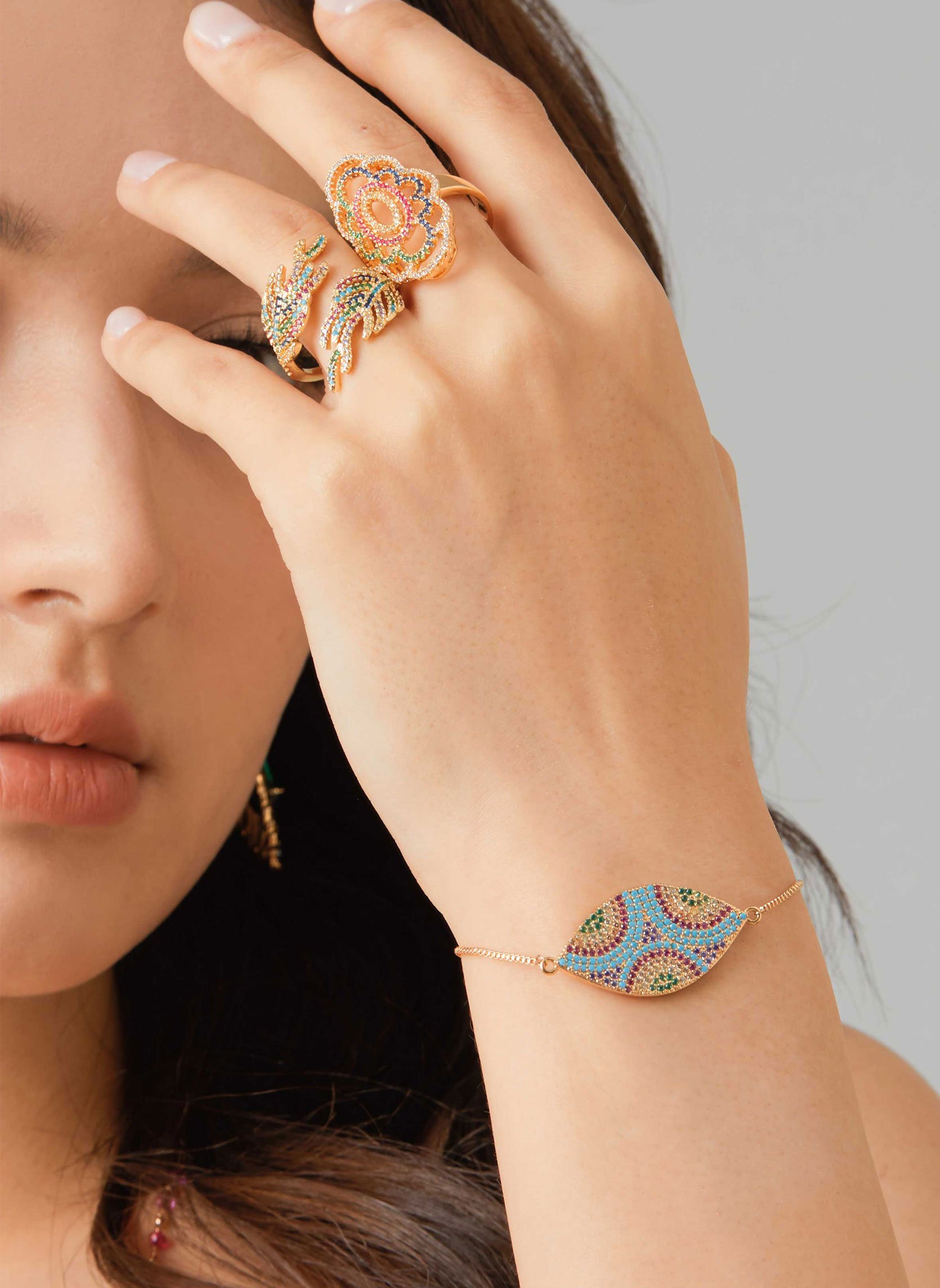 Bracelet chaîne avec perles et zircons effet diamants edilys HIPANEMA Doré