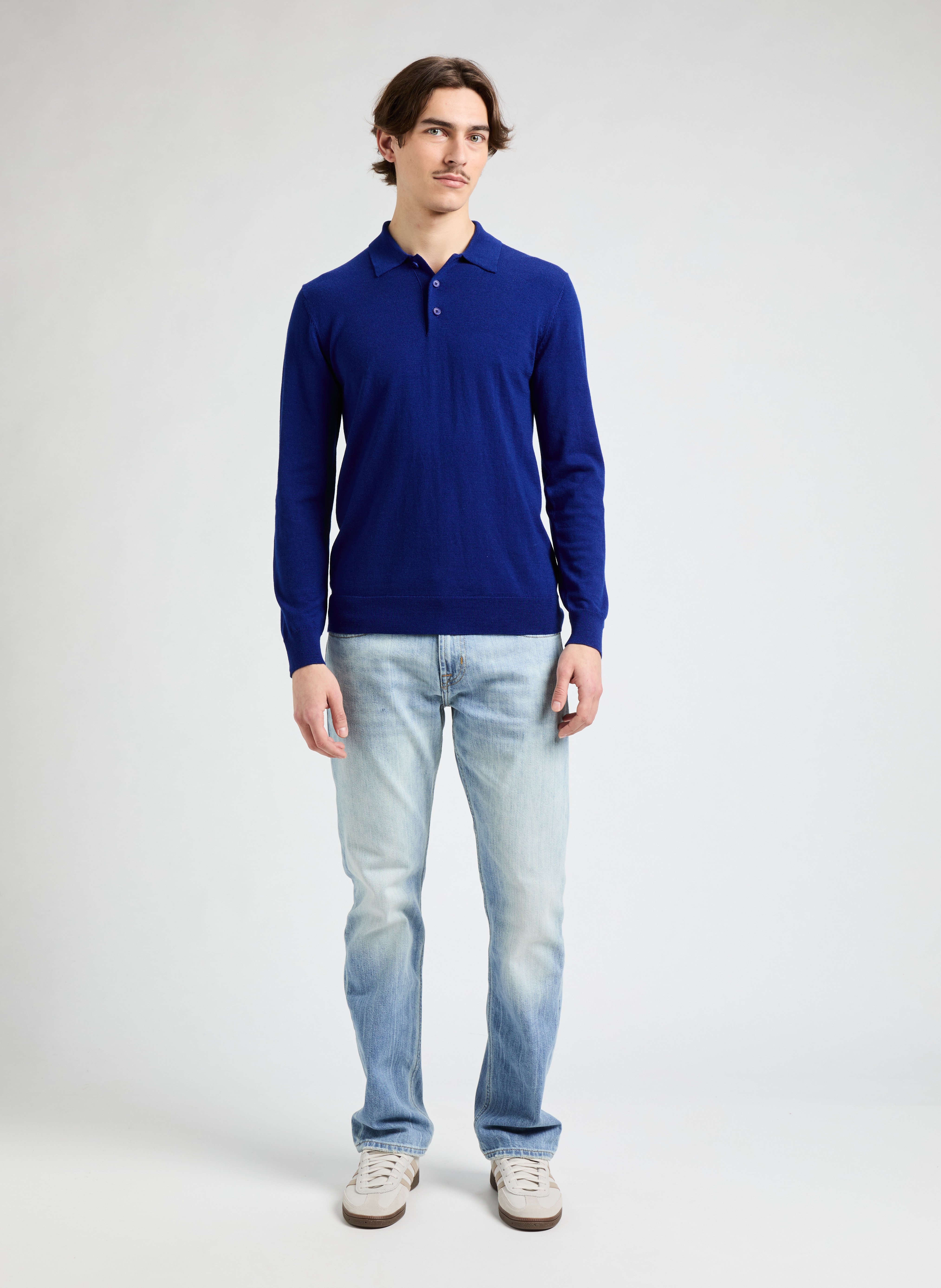 Polo manches longues en laine  AU PRINTEMPS PARIS Bleu