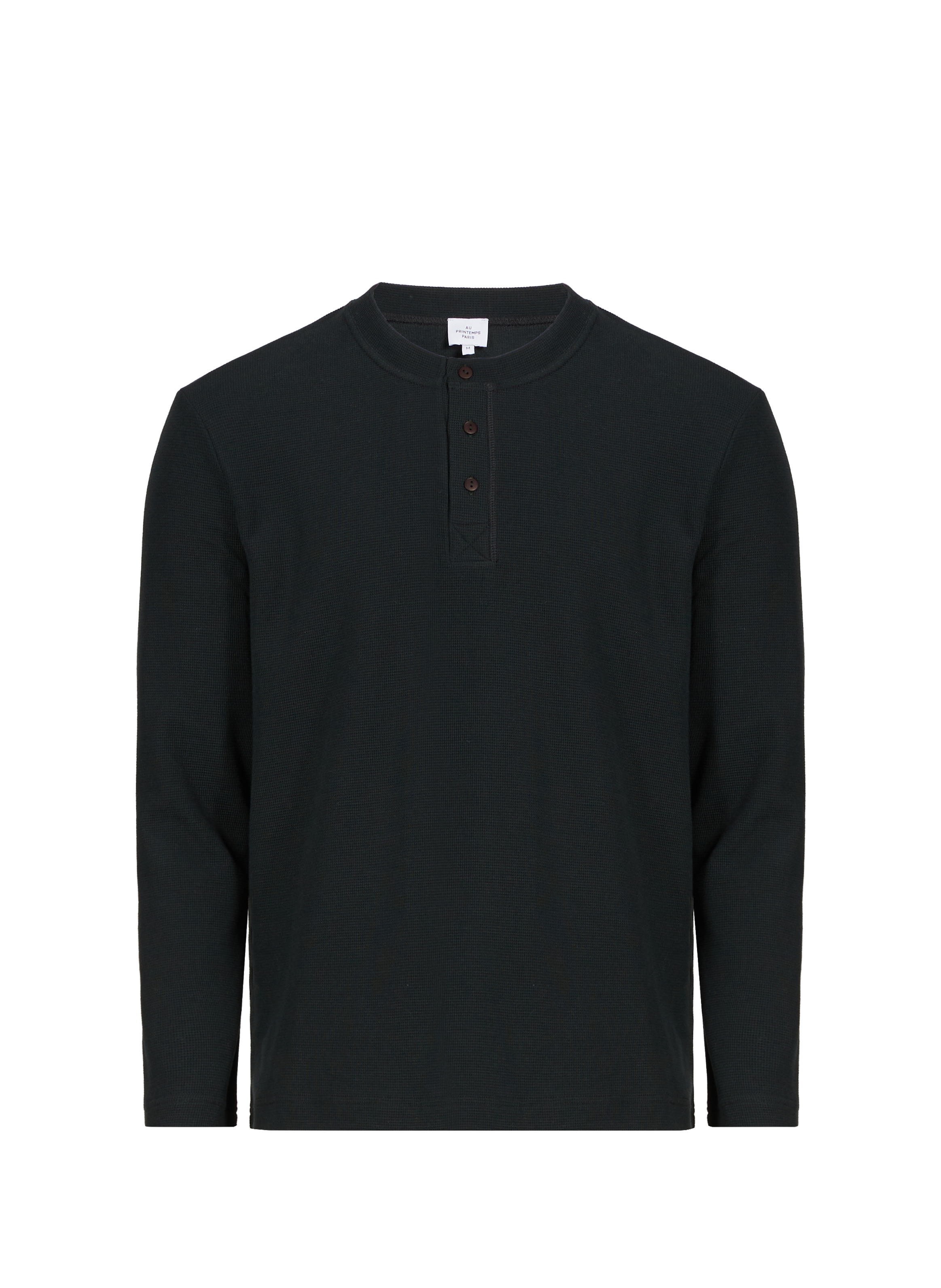 Buttoned collar T-shirt AU PRINTEMPS PARIS Black