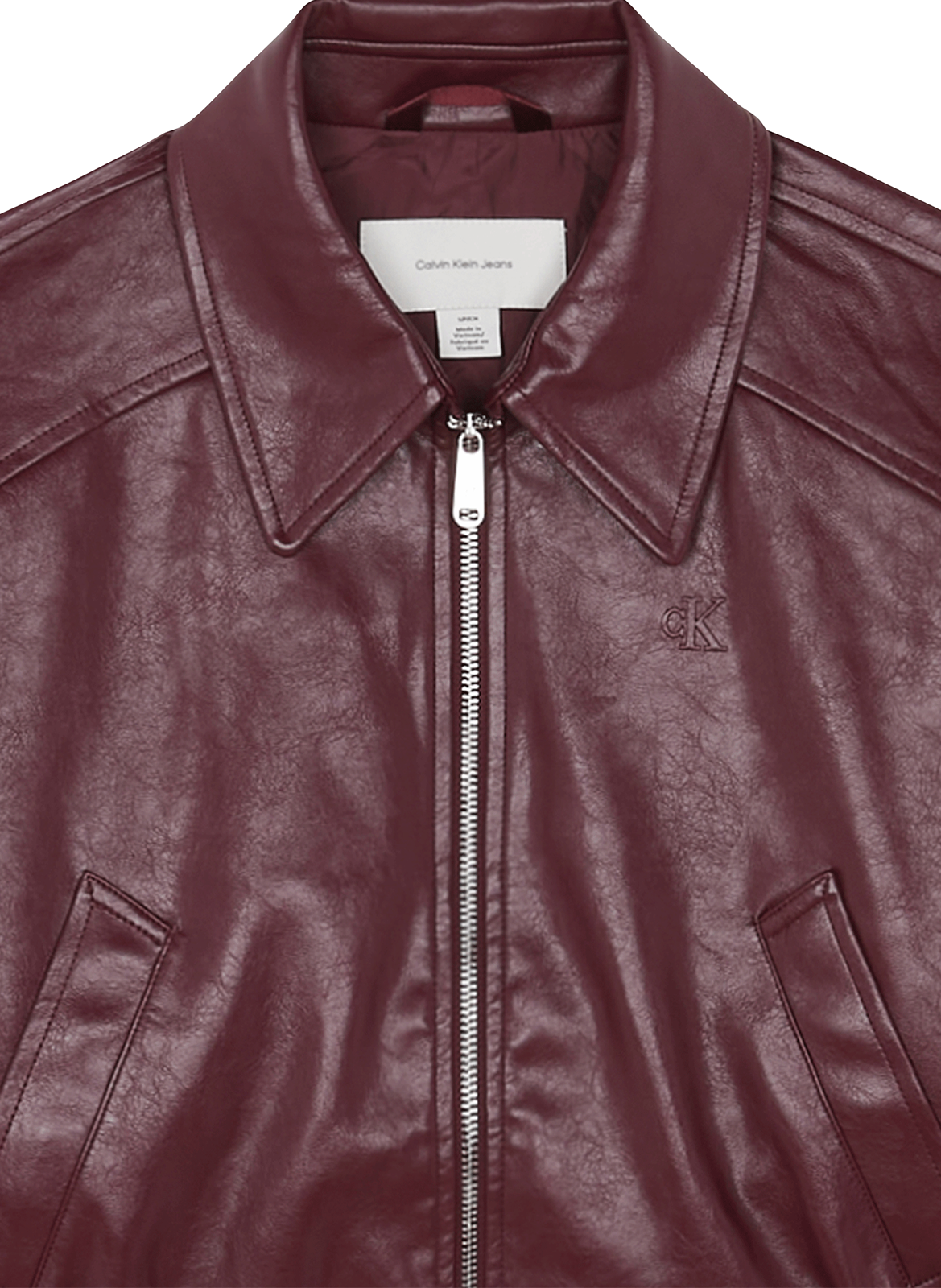 Bomber court en similicuir CALVIN KLEIN Rouge