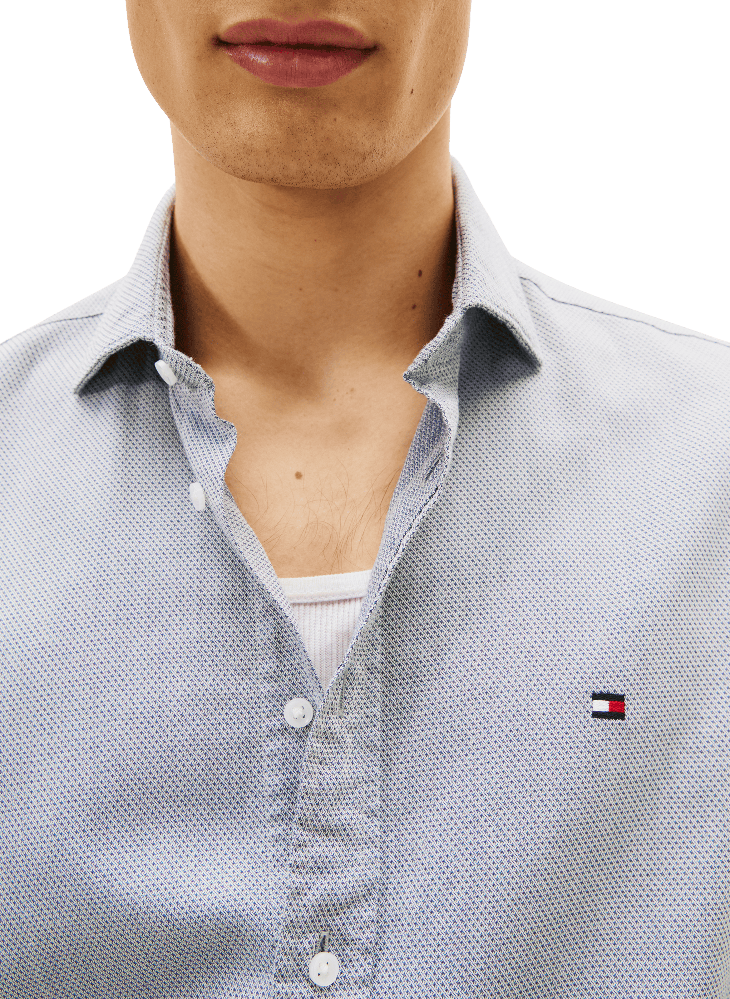Chemise manches longues à motif en coton  TOMMY HILFIGER Bleu