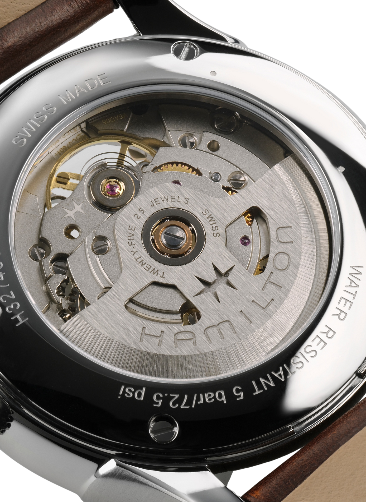 Montre automatique en cuir et acier inoxydable HAMILTON Rouge