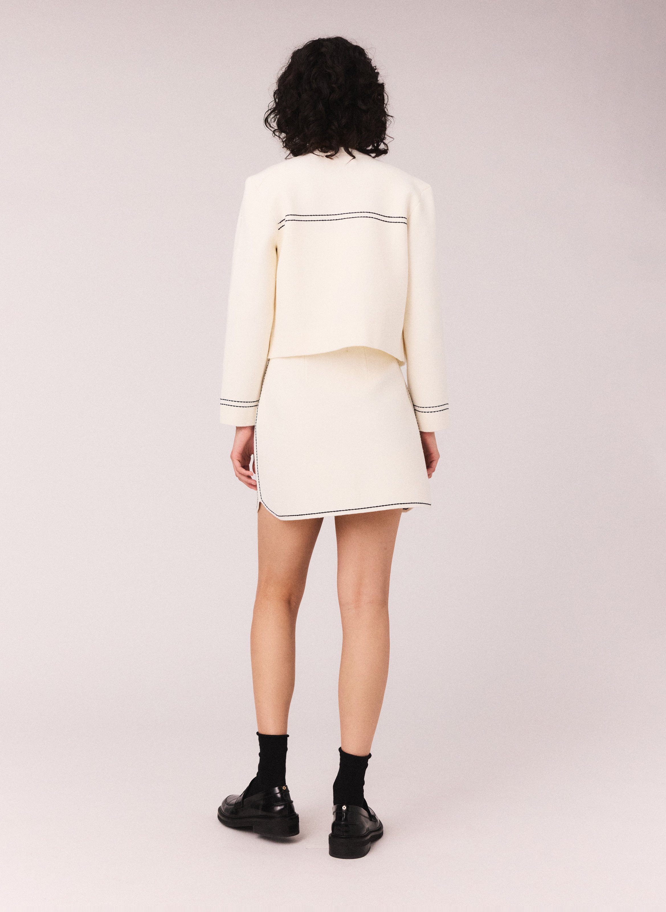 Jupe courte droite MAJE Beige