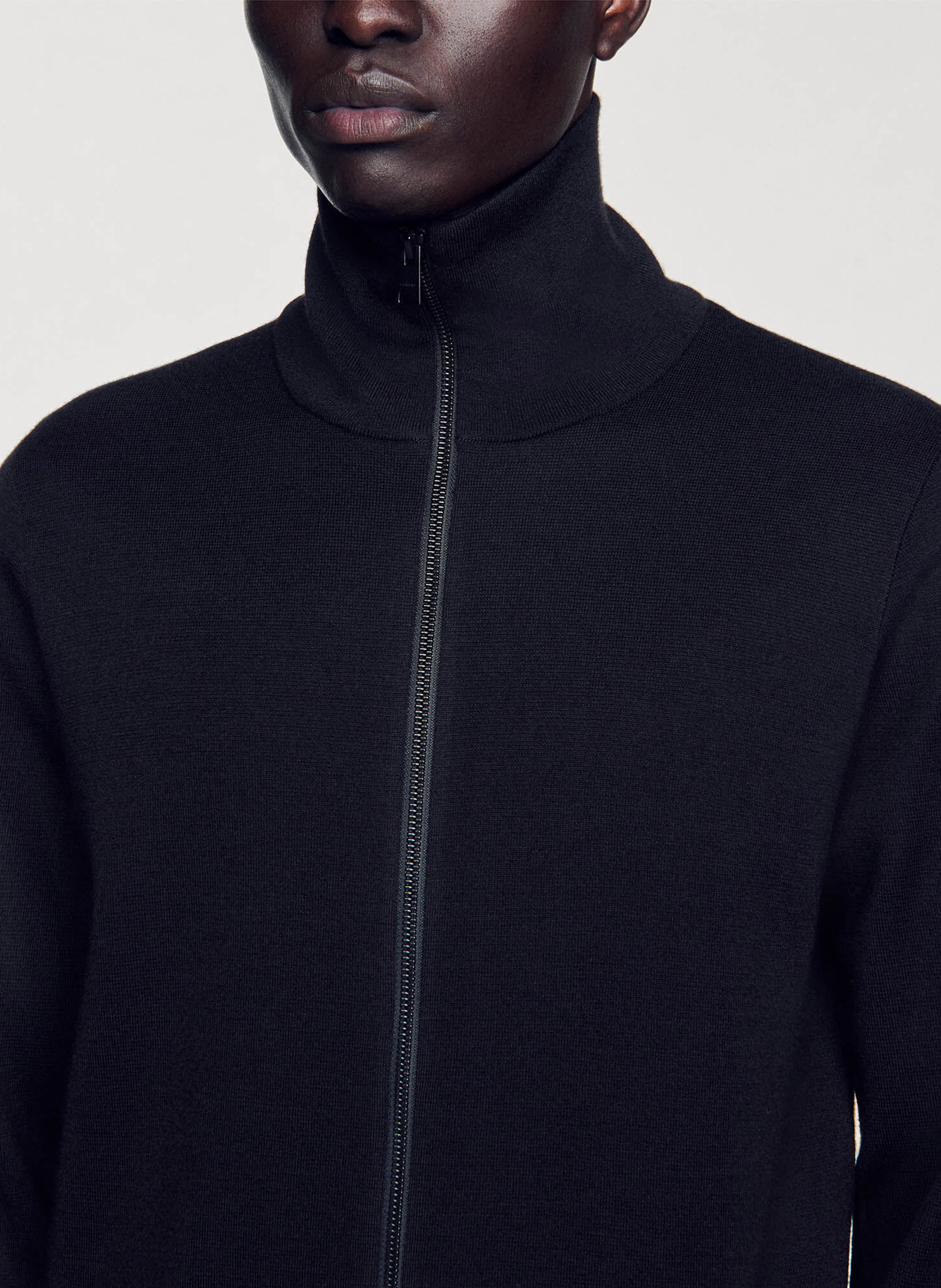 Gilet zippé en laine SANDRO Noir