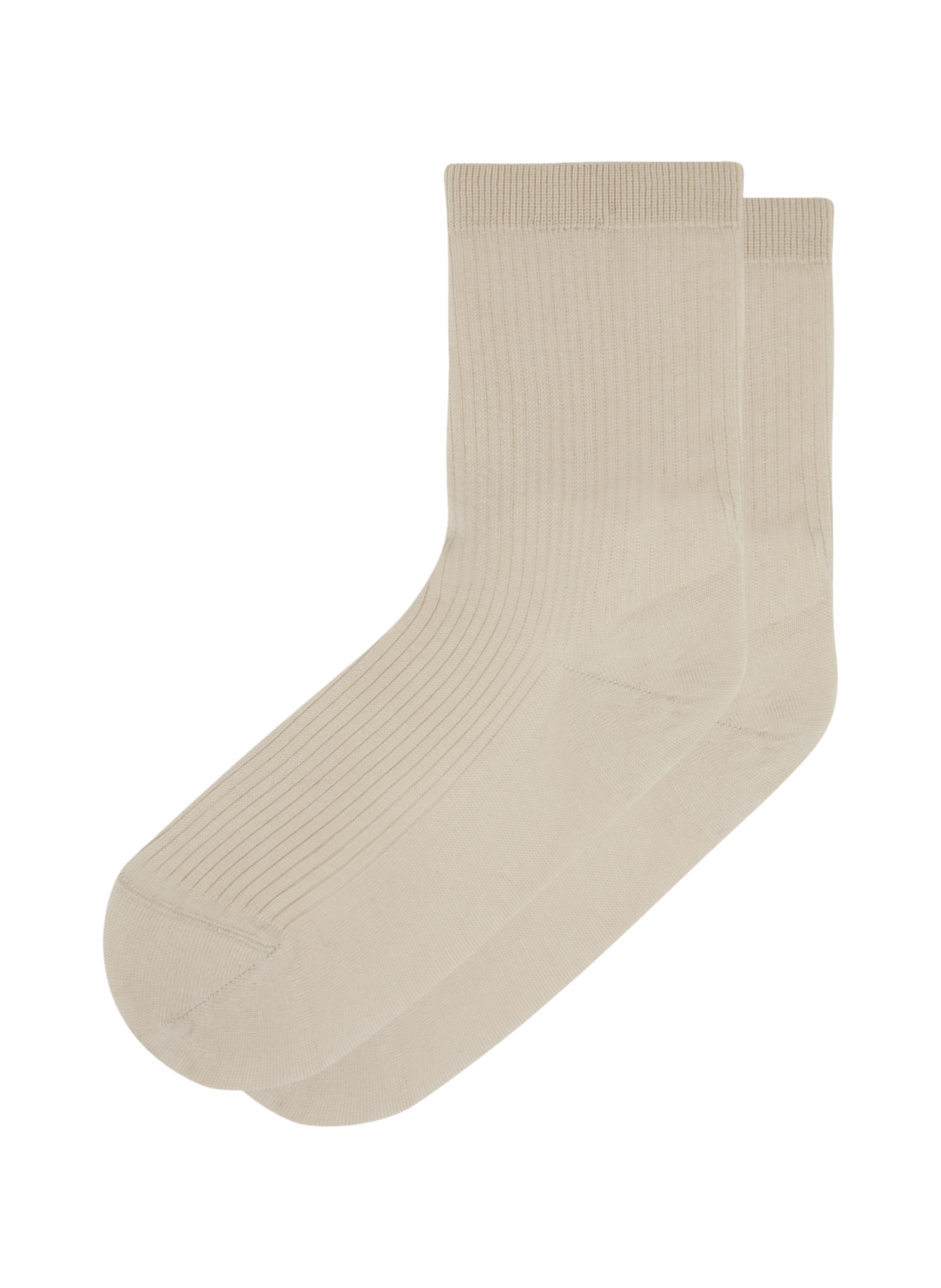 Chaussettes mi-hautes Côtes Fil d'Ecosse en coton mélangé LE BOURGET Beige