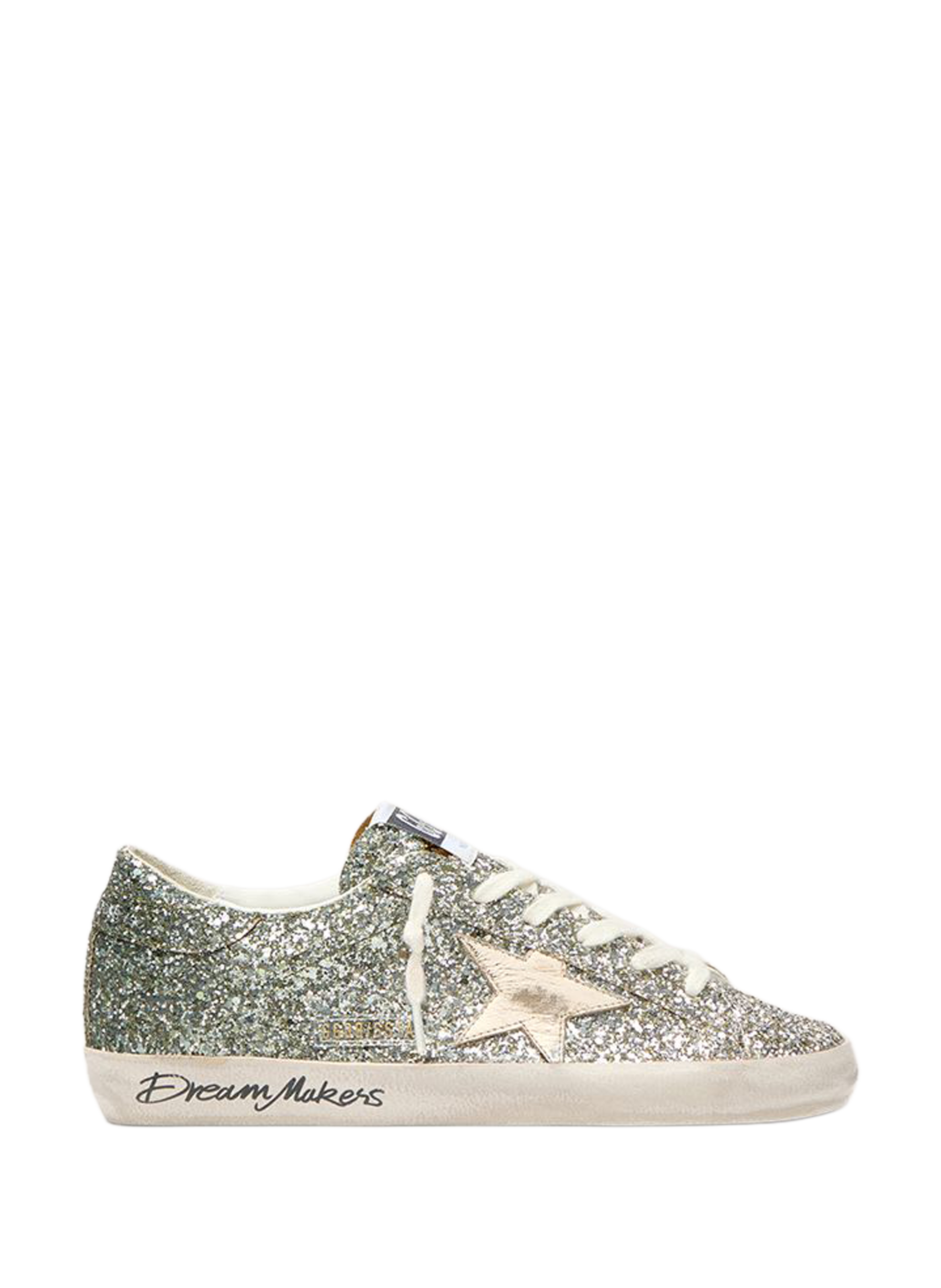 Glitter leather sneakers GOLDEN GOOSE Silver