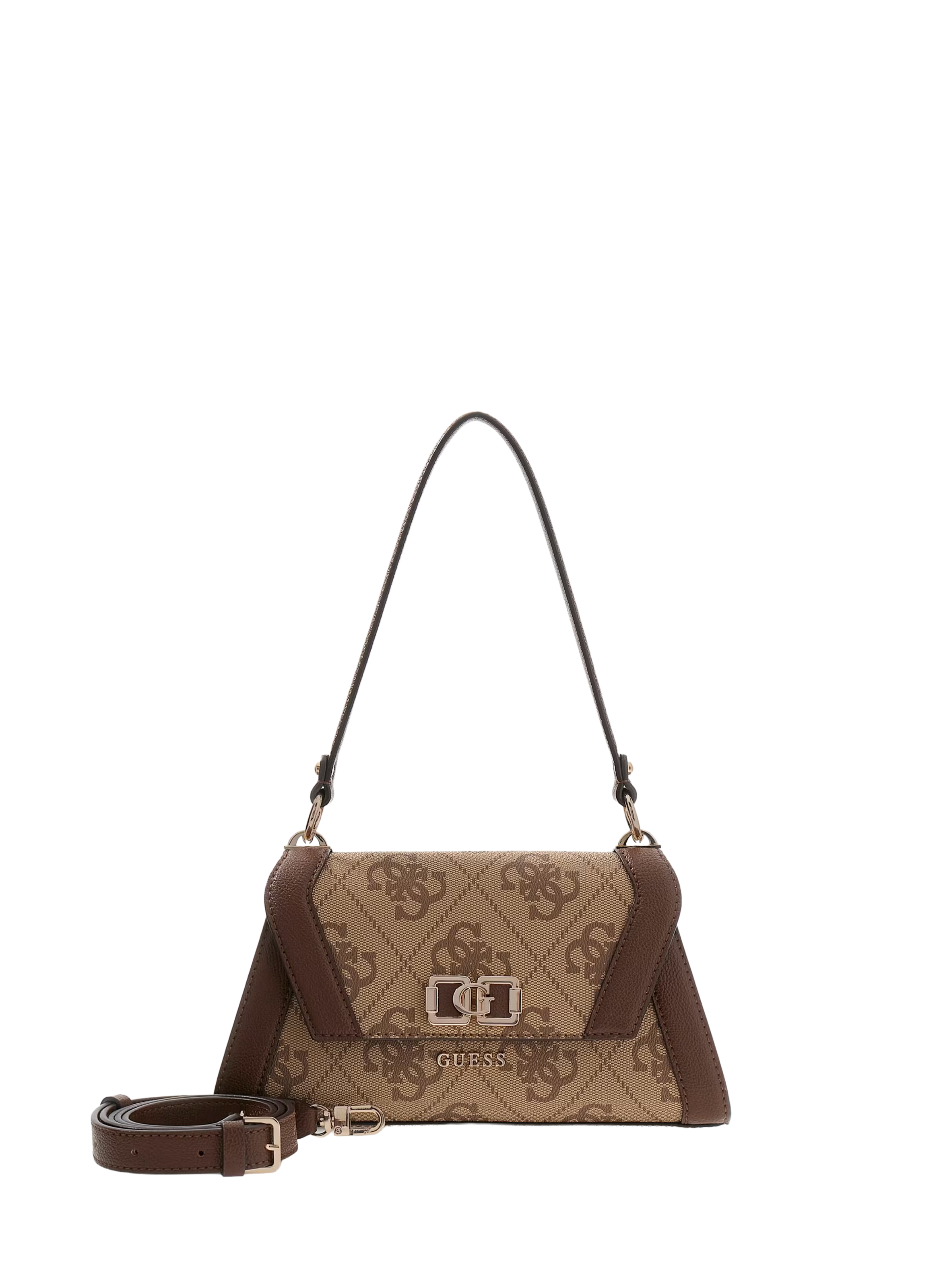 Sac porté épaule motif logo all over GUESS Marron
