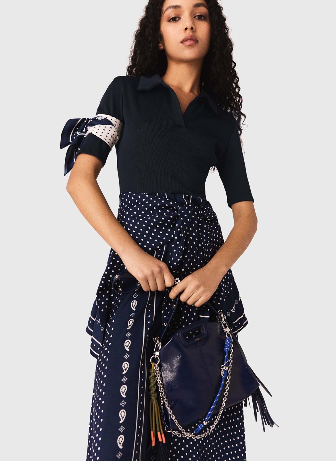 Robe longue col classique MAJE Bleu