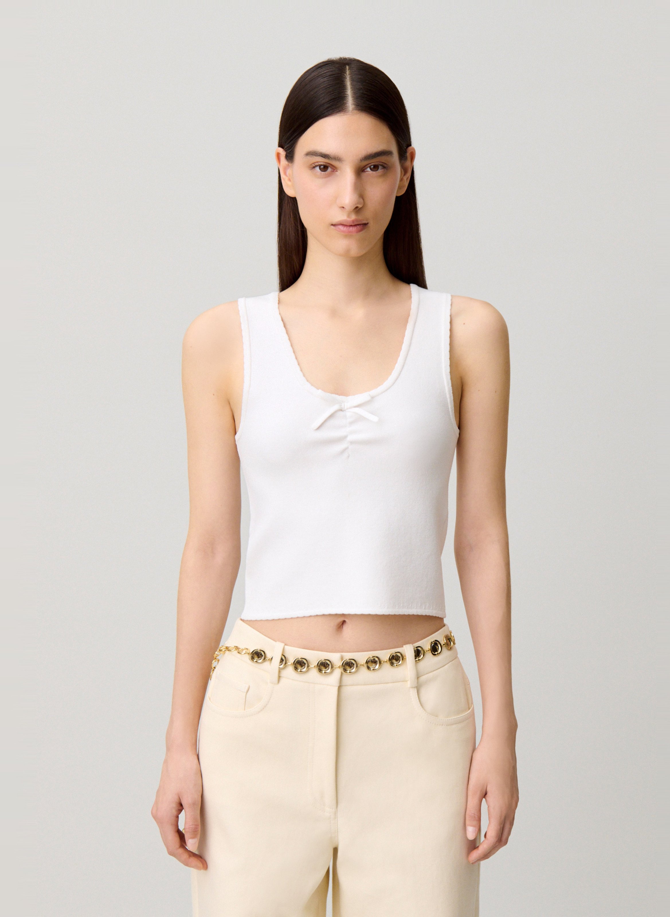 Top ajusté col rond CLAUDIE PIERLOT Beige