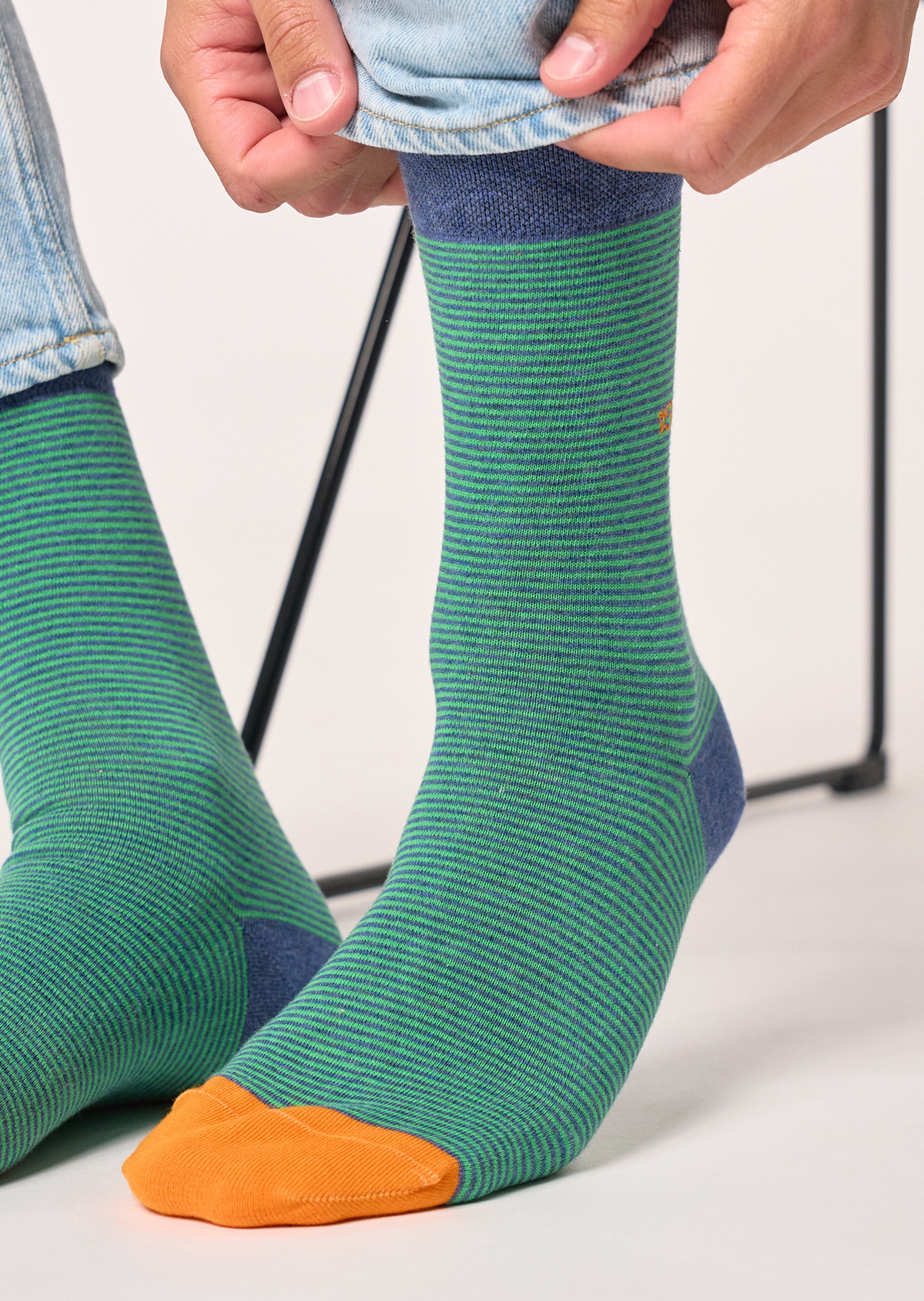 Chaussettes en coton peigné rayées BILLYBELT Vert