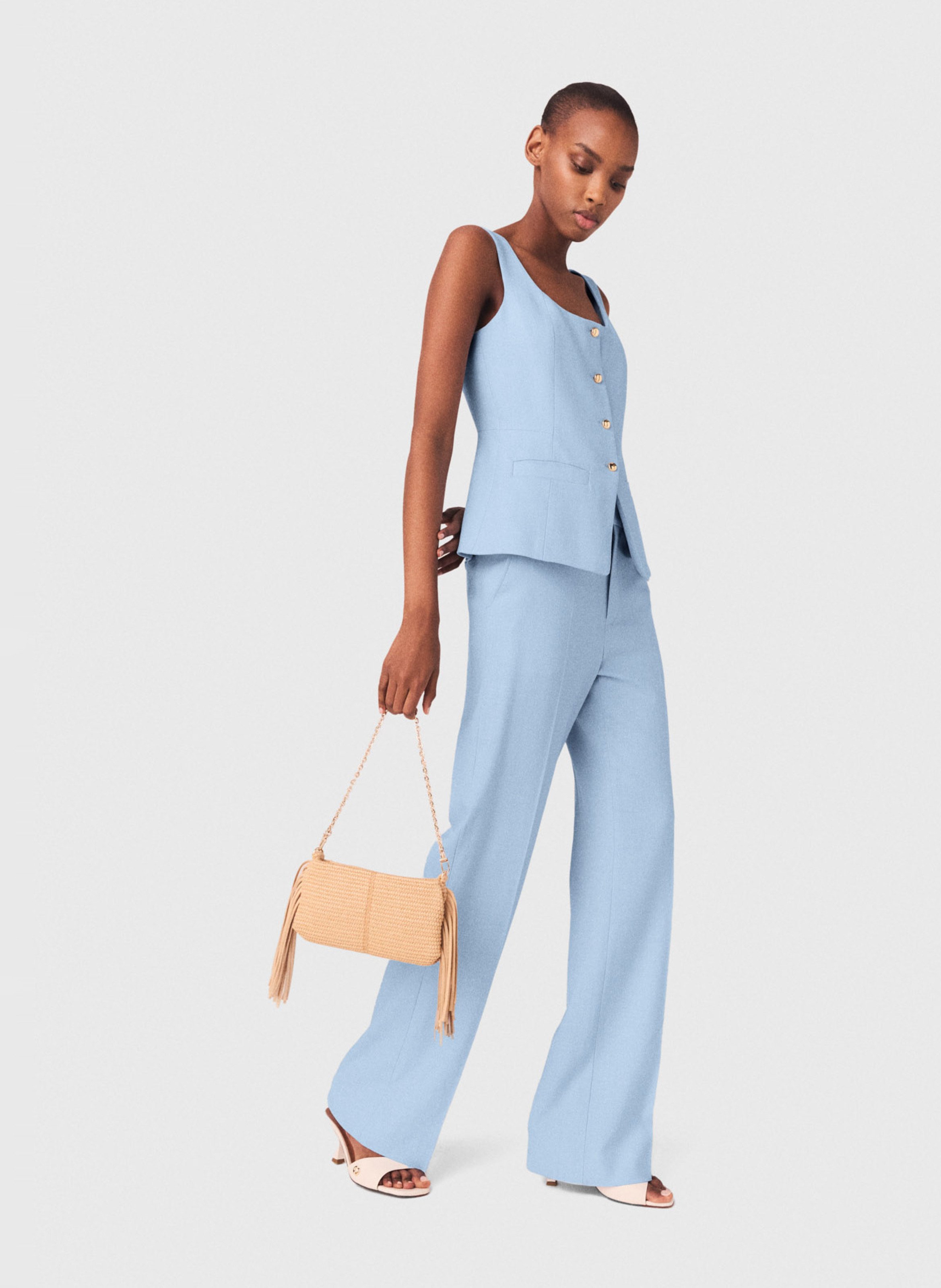 Pantalon de tailleur droit MAJE Bleu