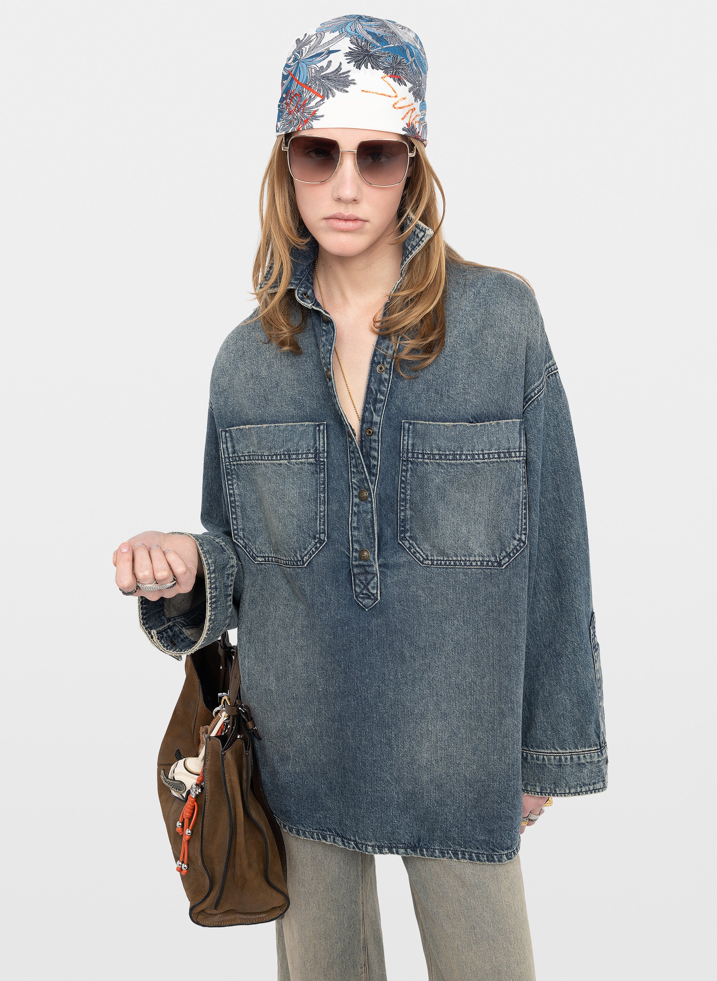 Blouse col polo en coton timona ZADIG&VOLTAIRE Bleu