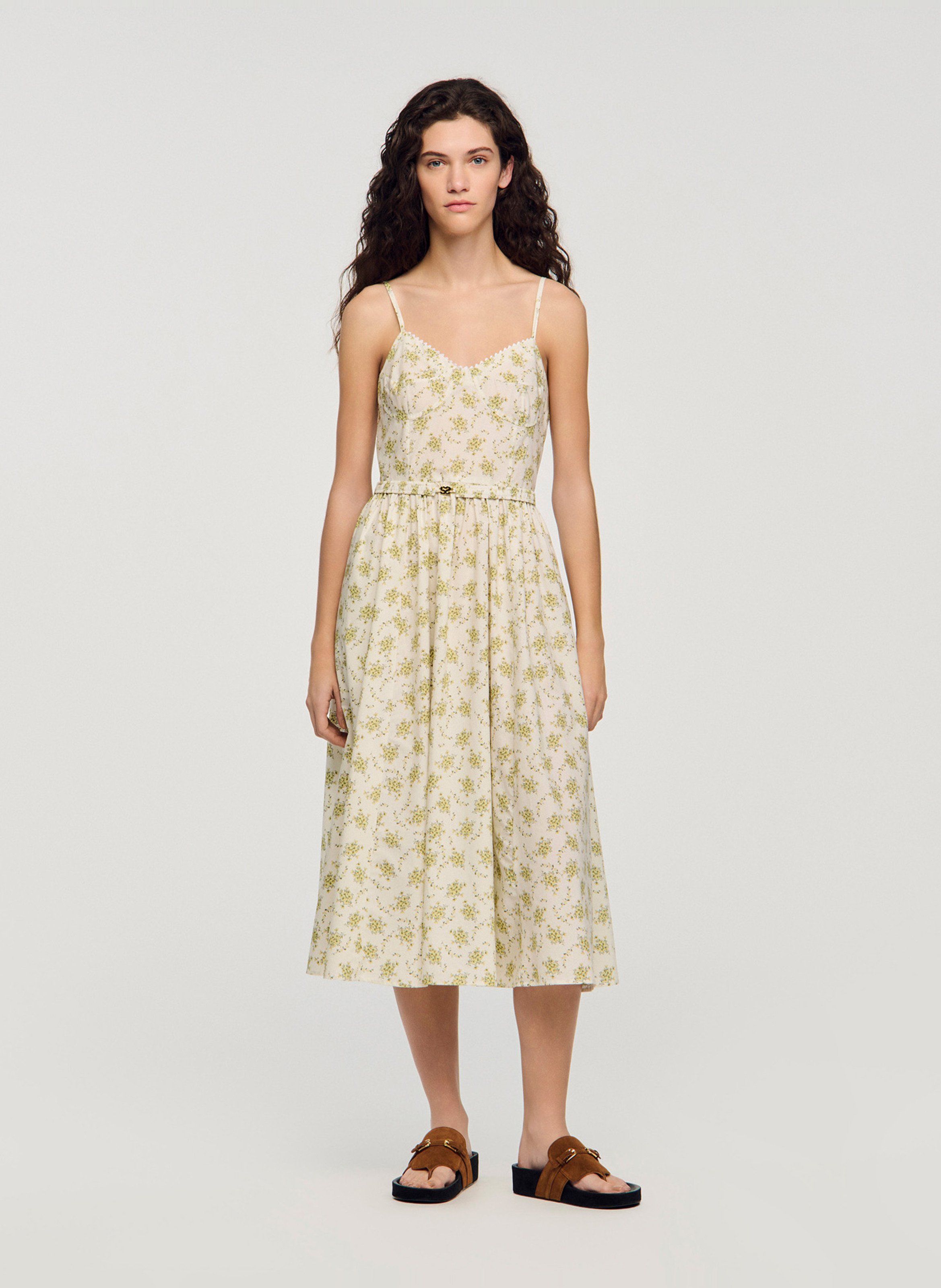 Robe midi à imprimé floral SANDRO Vert