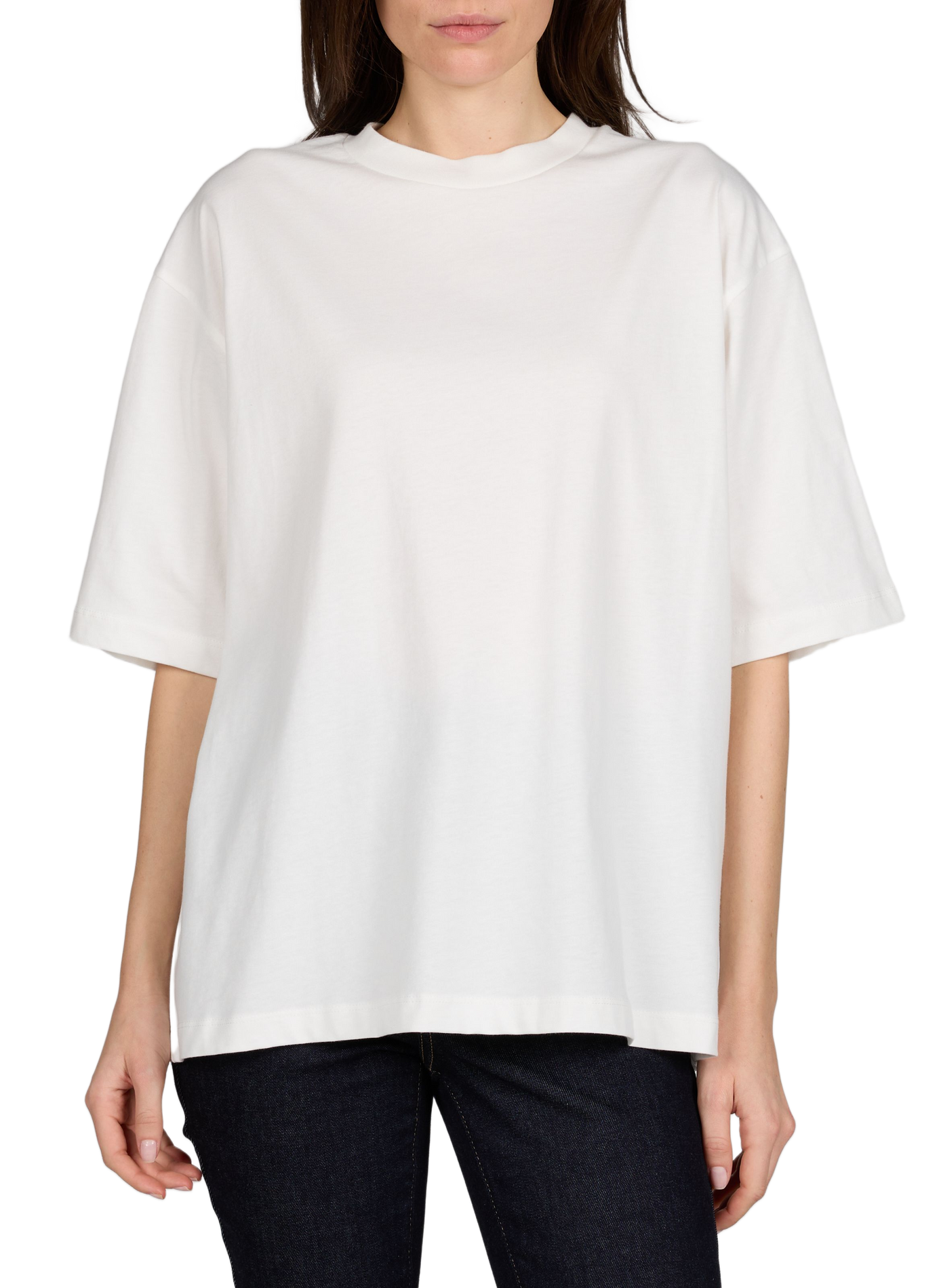 T-shirt uni col rond en coton OBJECT Blanc