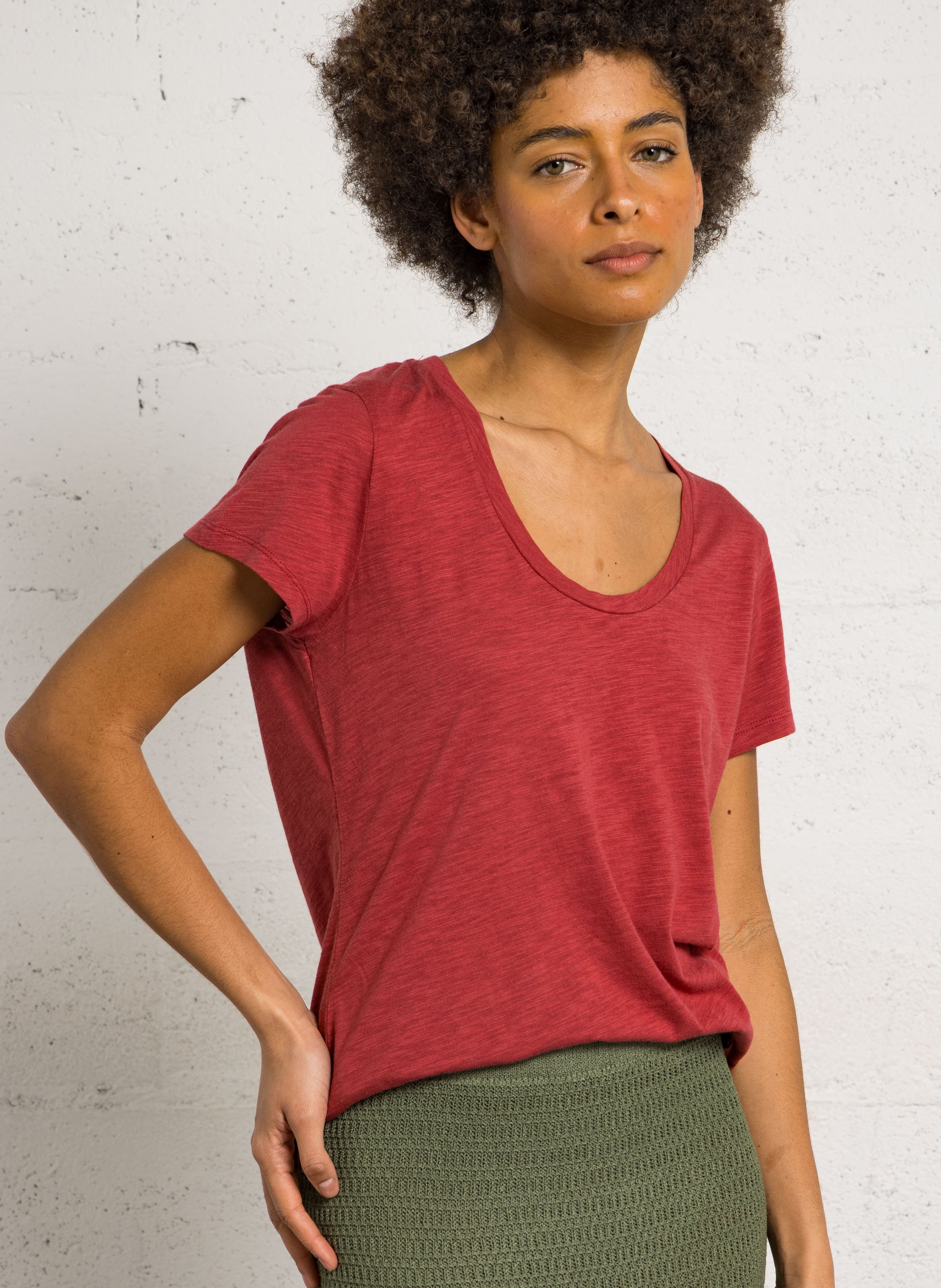 Tee-shirt col rond en coton mélangé jacksonville AMERICAN VINTAGE Rouge