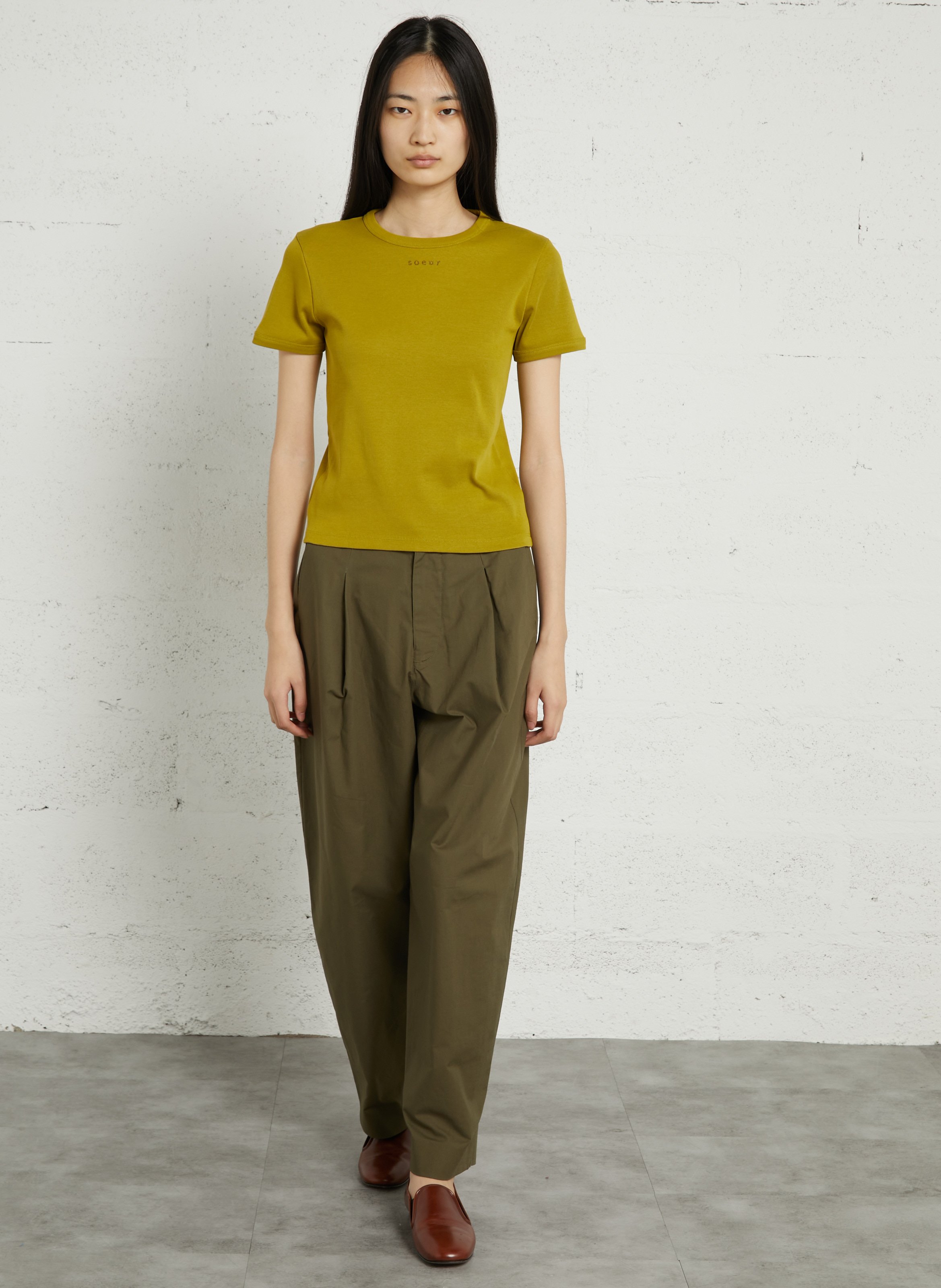 Pantalon droit en coton bio daley SOEUR Kaki