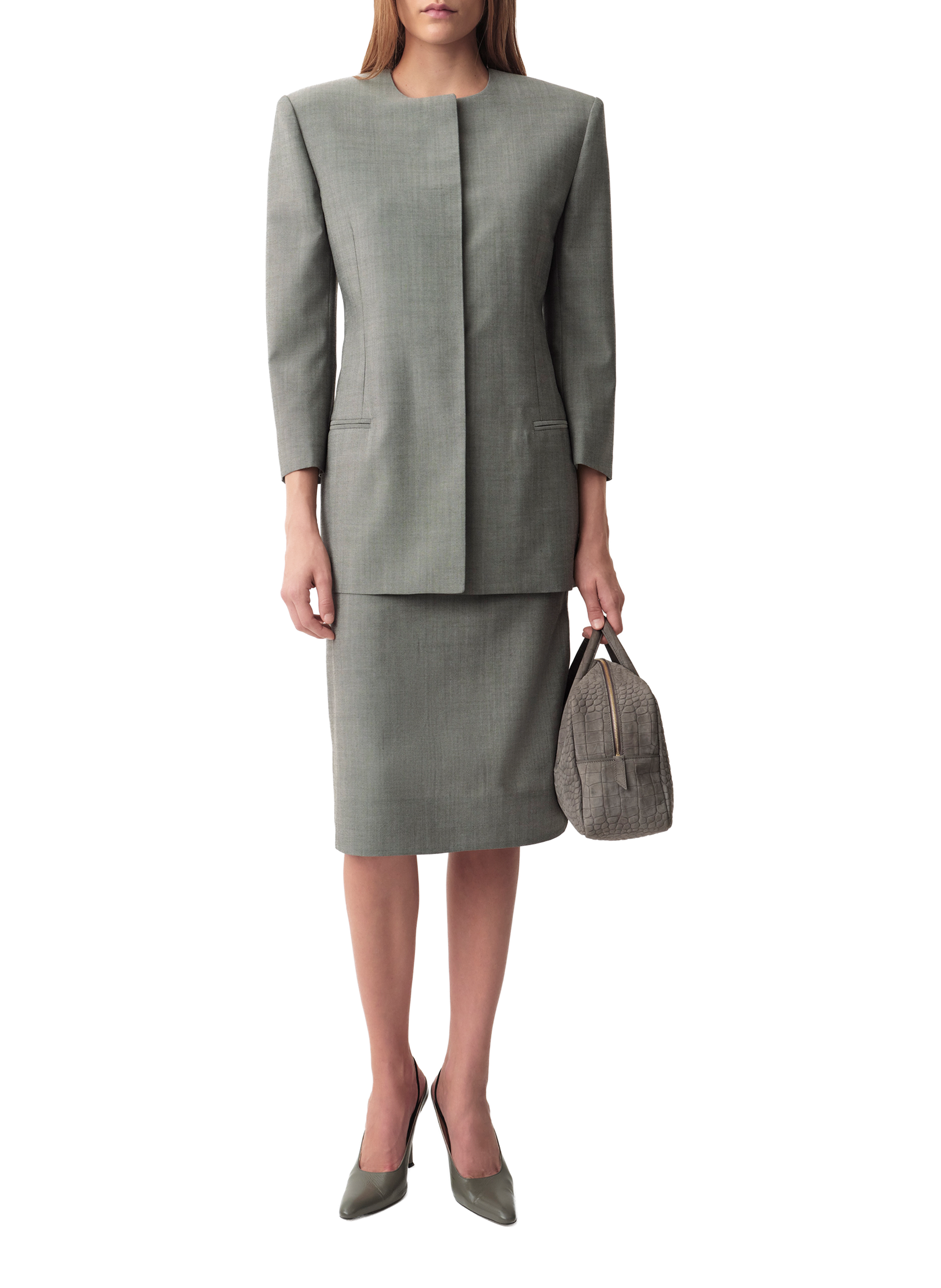 Jupe tailleur Luna en laine CK COLLECTION Gris