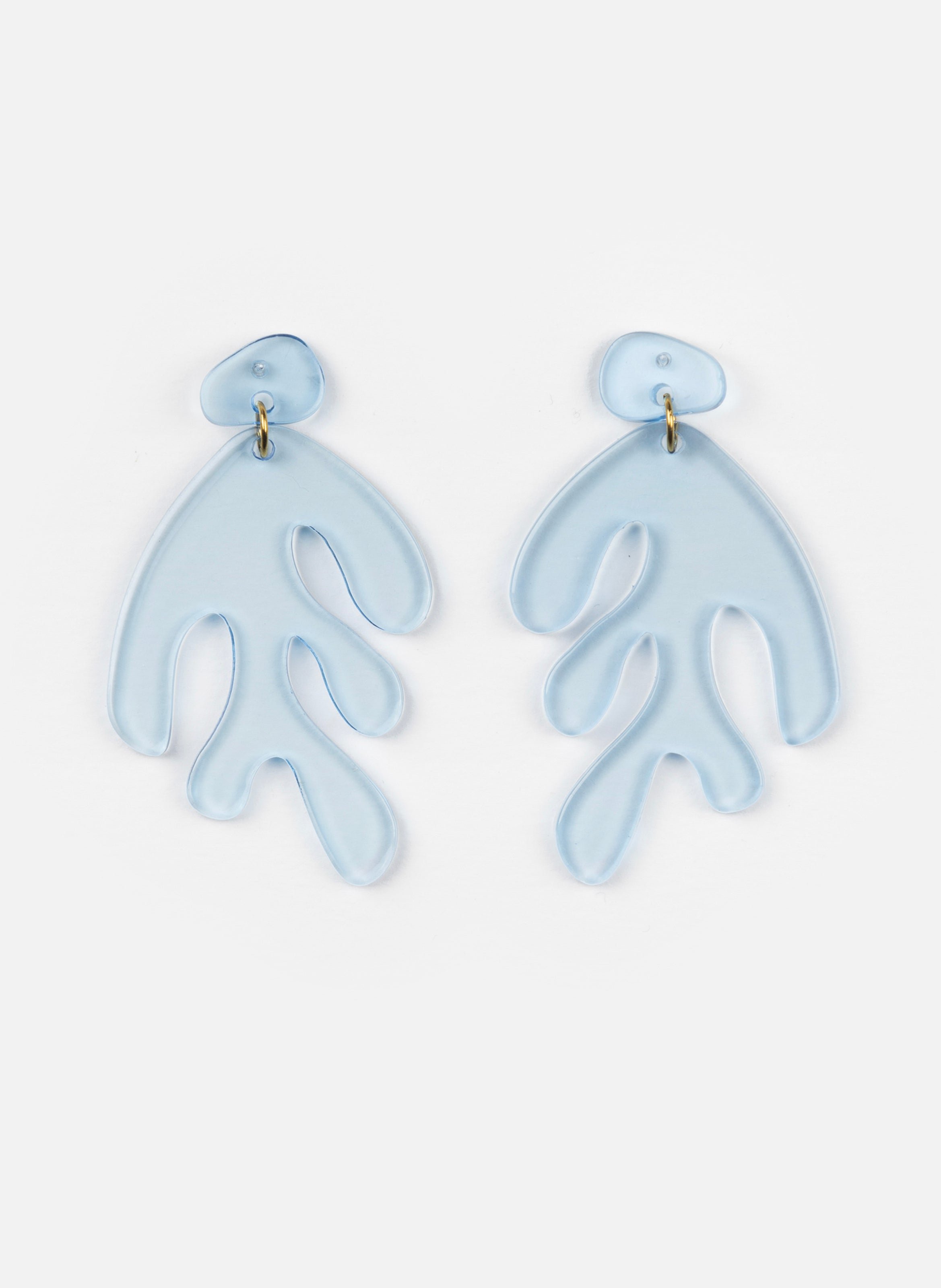 Boucles d'oreille algae en acétate de cellulose KURAGE GINZA Bleu