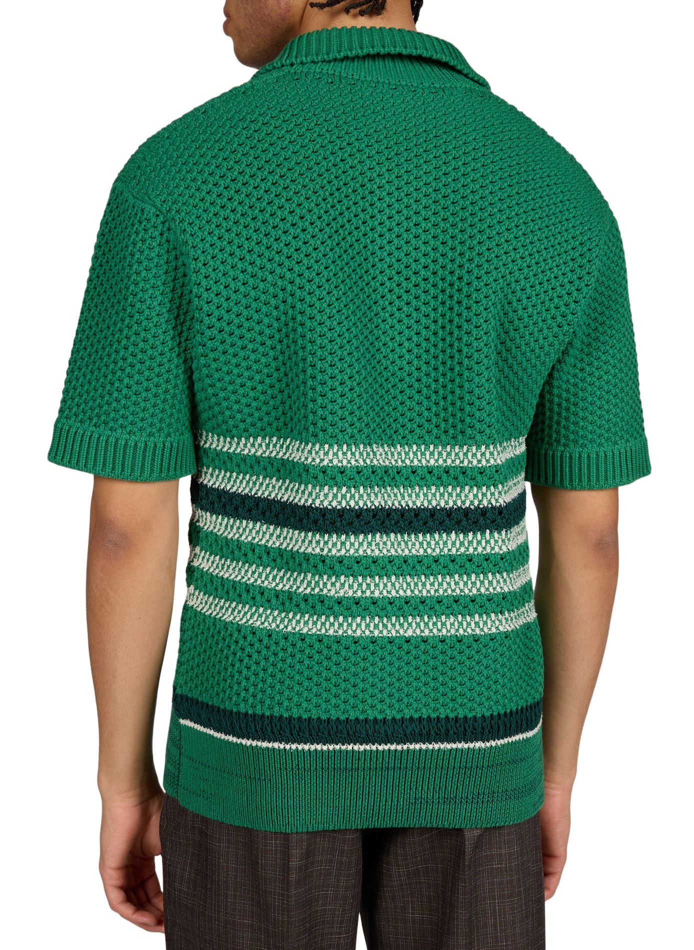 Polo tricot à rayures en coton mélangé LACOSTE Vert