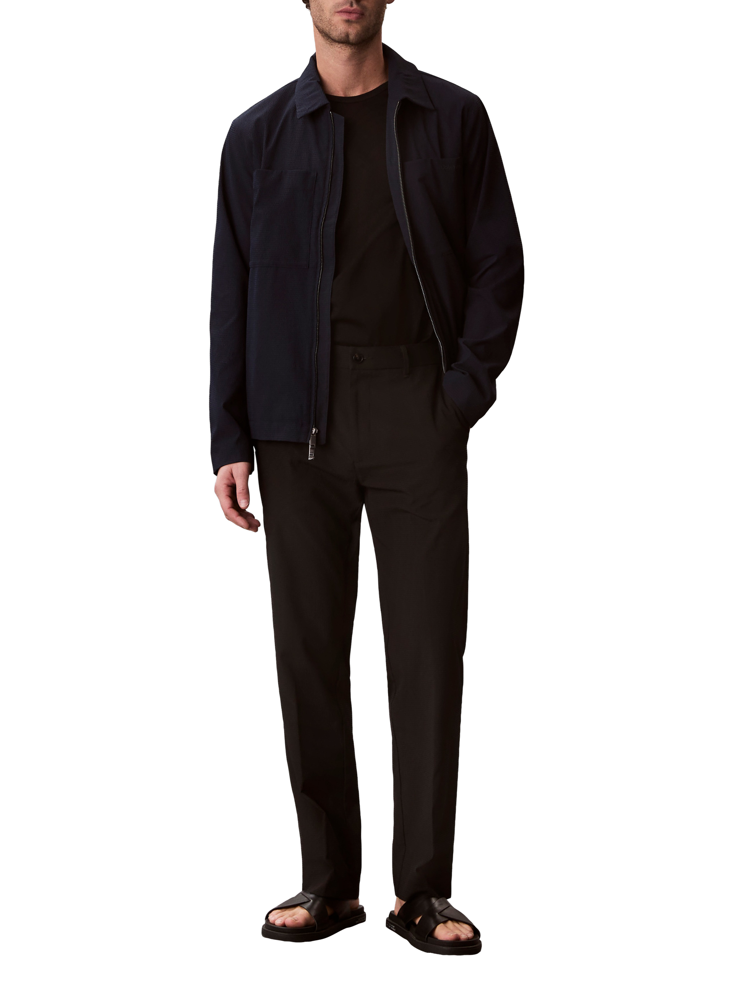 Textured Seersucker Lightweight Jacket CALVIN KLEIN Blue