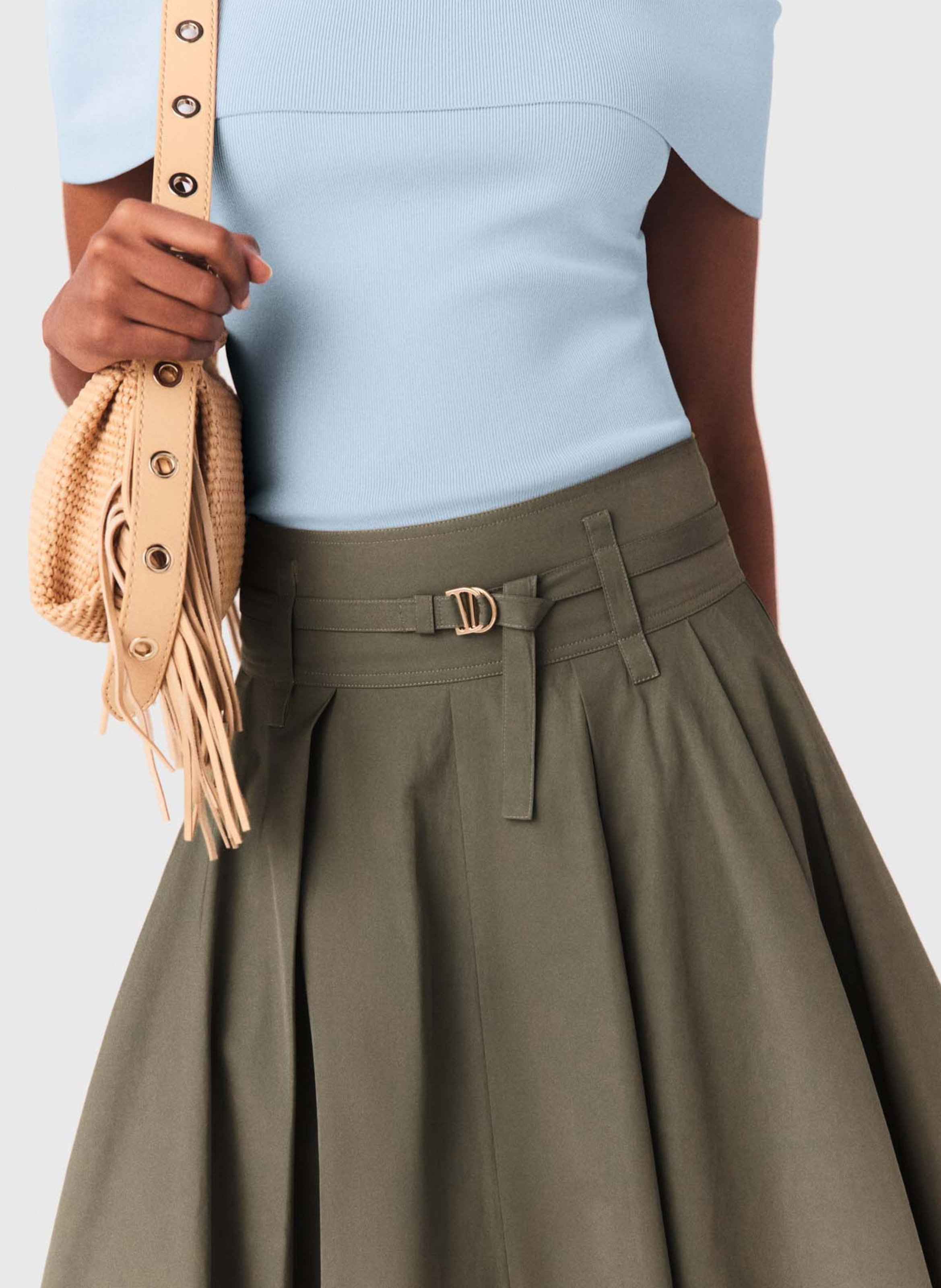 Jupe midi évasée MAJE Kaki