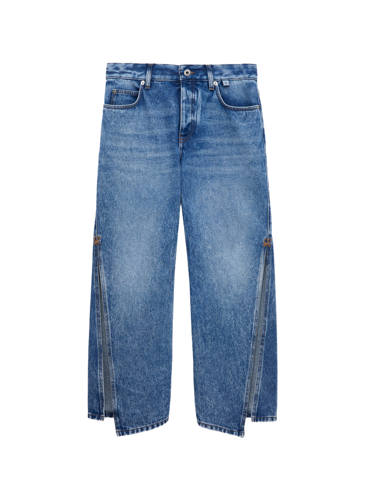 Wide-leg split cotton denim jeans LOEWE Blue