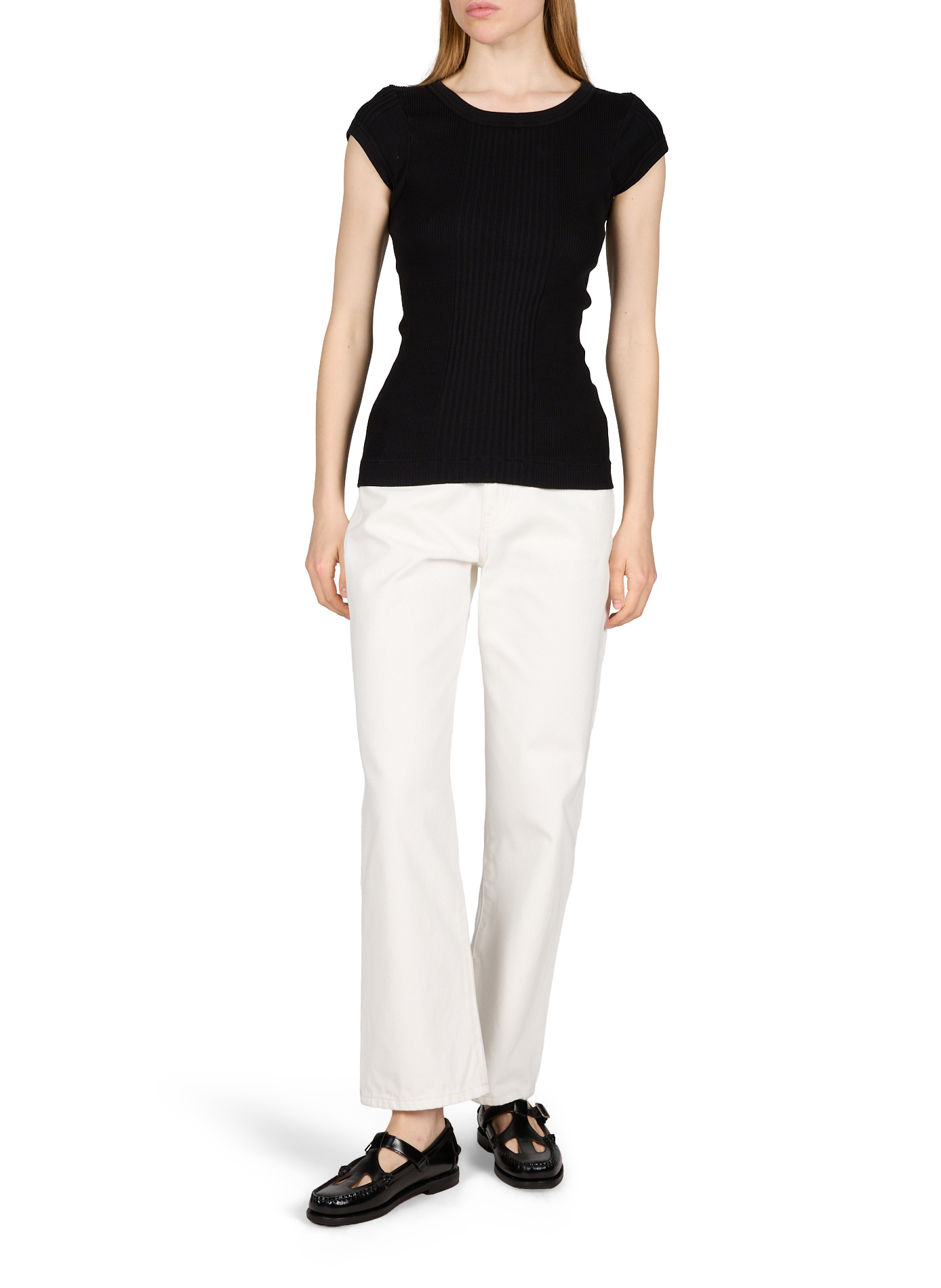 Chalain T-shirt with short sleeves in cotton knit. PURE SUGAR Black